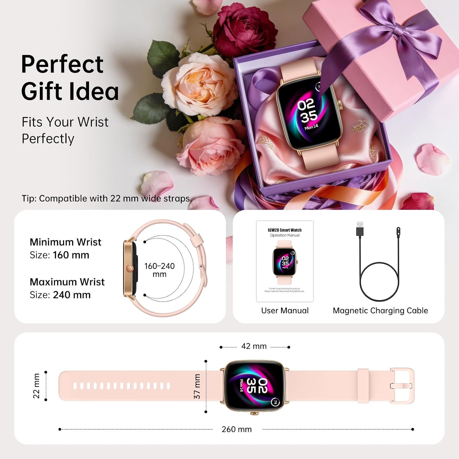 Smart Watches for Women (Answer/Make Calls),1.85" HD Screen Fitness Watch with Bluetooth 5.3,Heart Rate/Sleep/SpO2 Monitor,110+ Sports Modes,IP68 Waterproof Smartwatch,Activity Tracker for Android iOS - Image 9