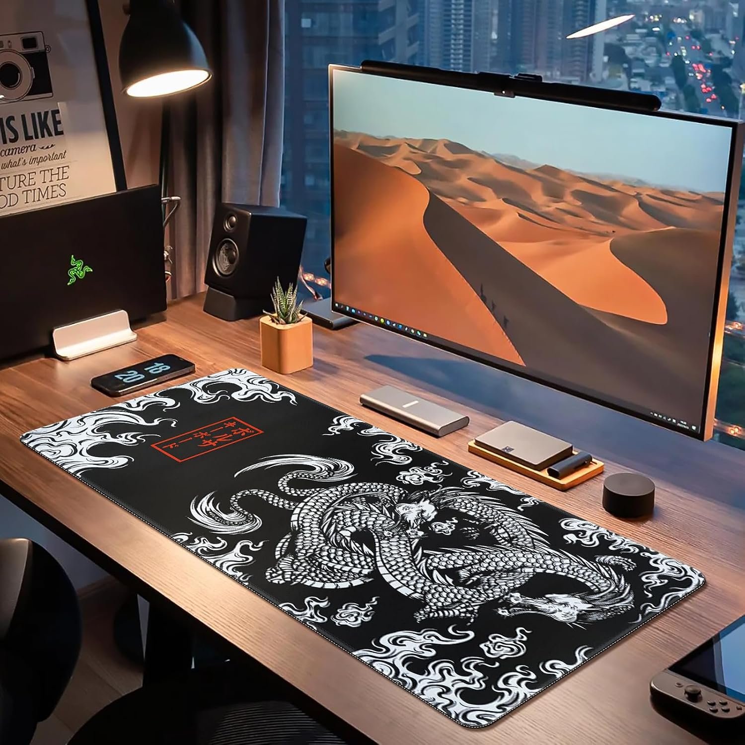 EFISH Gaming Mouse Mat Large Mouse Pad (31.5" x 11.8") Washable Laptop Desk Pad, Japanese Keyboard Pad, Non-Slip Rubber Base Desk Mat for MacBook, PC, Laptop, Office - Image 3