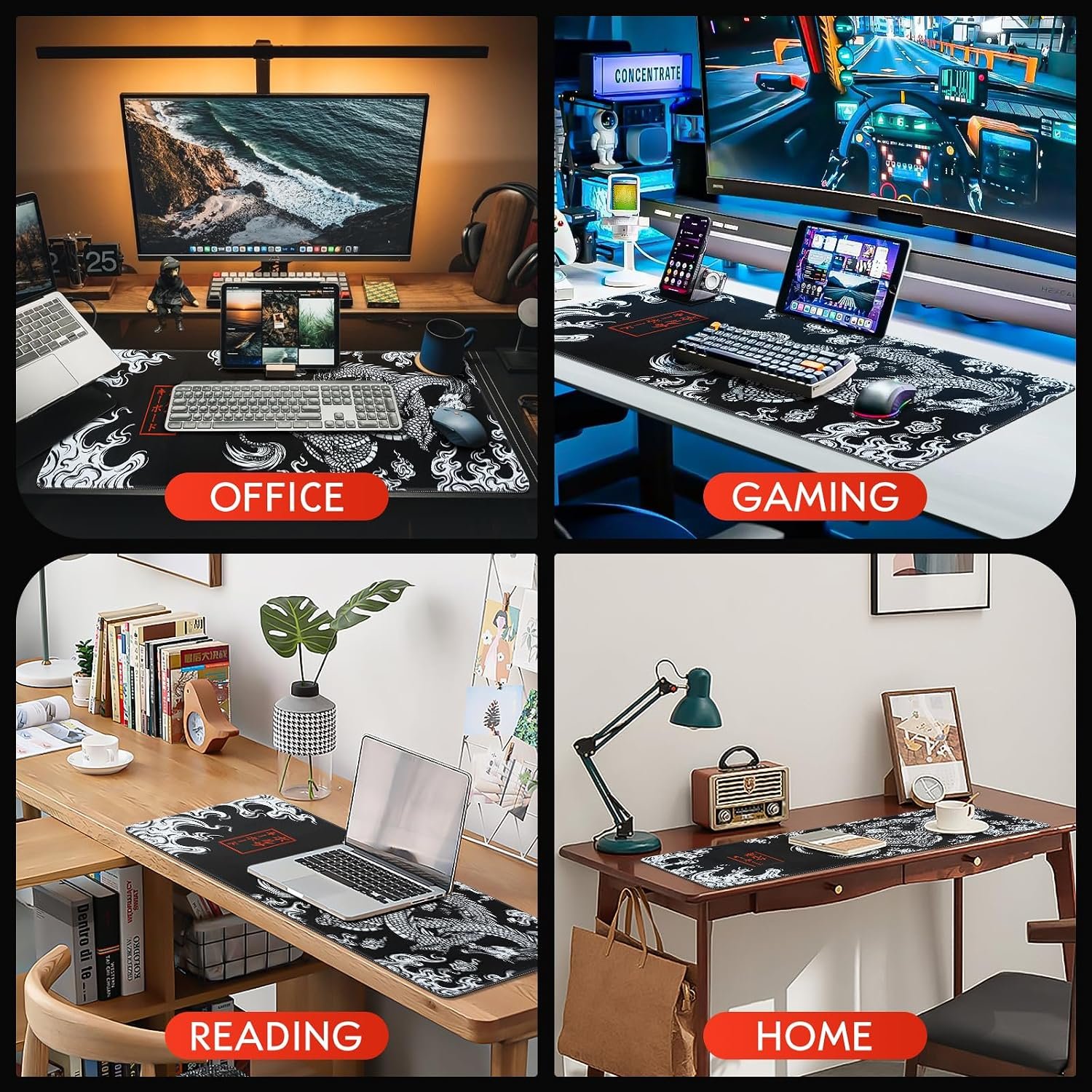 EFISH Gaming Mouse Mat Large Mouse Pad (31.5" x 11.8") Washable Laptop Desk Pad, Japanese Keyboard Pad, Non-Slip Rubber Base Desk Mat for MacBook, PC, Laptop, Office - Image 7