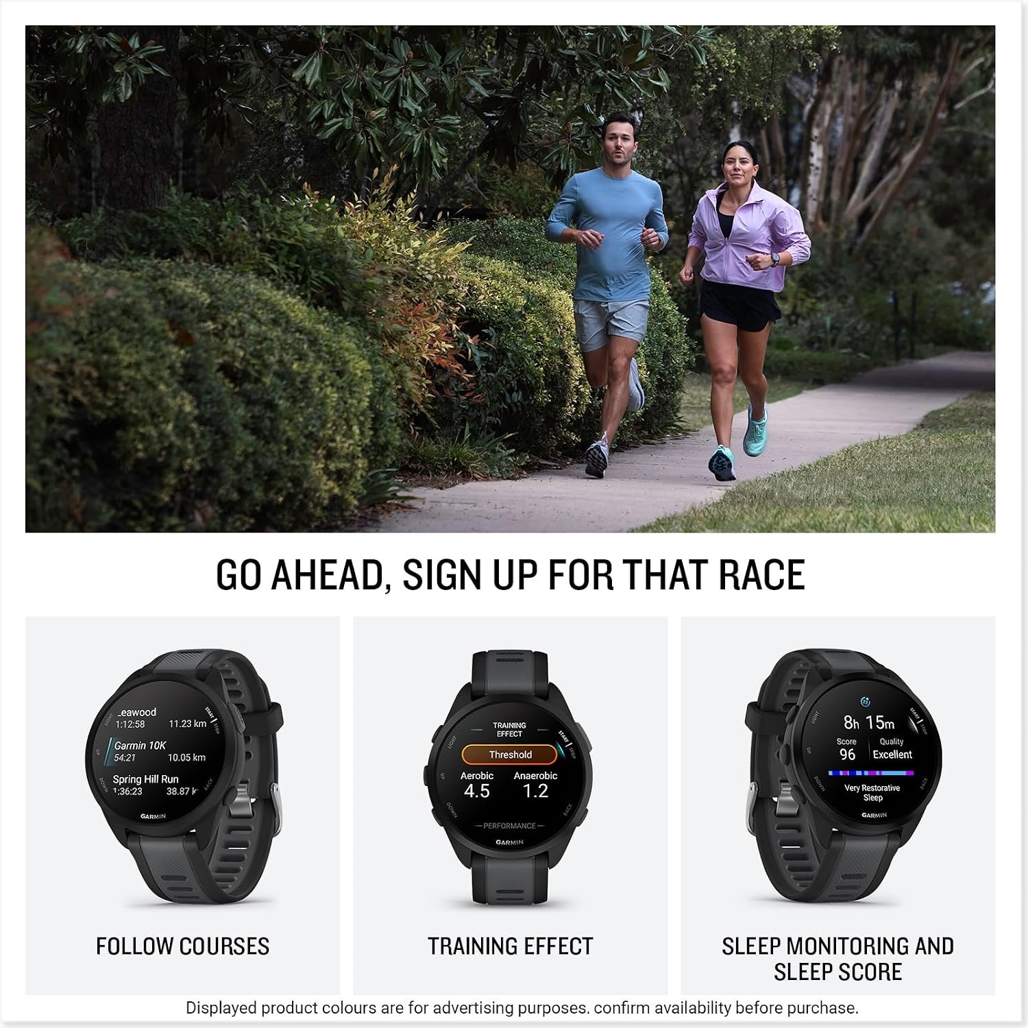 Garmin Forerunner 165, 43mm GPS running smartwatch, lightweight, AMOLED touchscreen, advanced training, insights & features, safety & tracking features, up to 11 days battery life, Black - Image 4