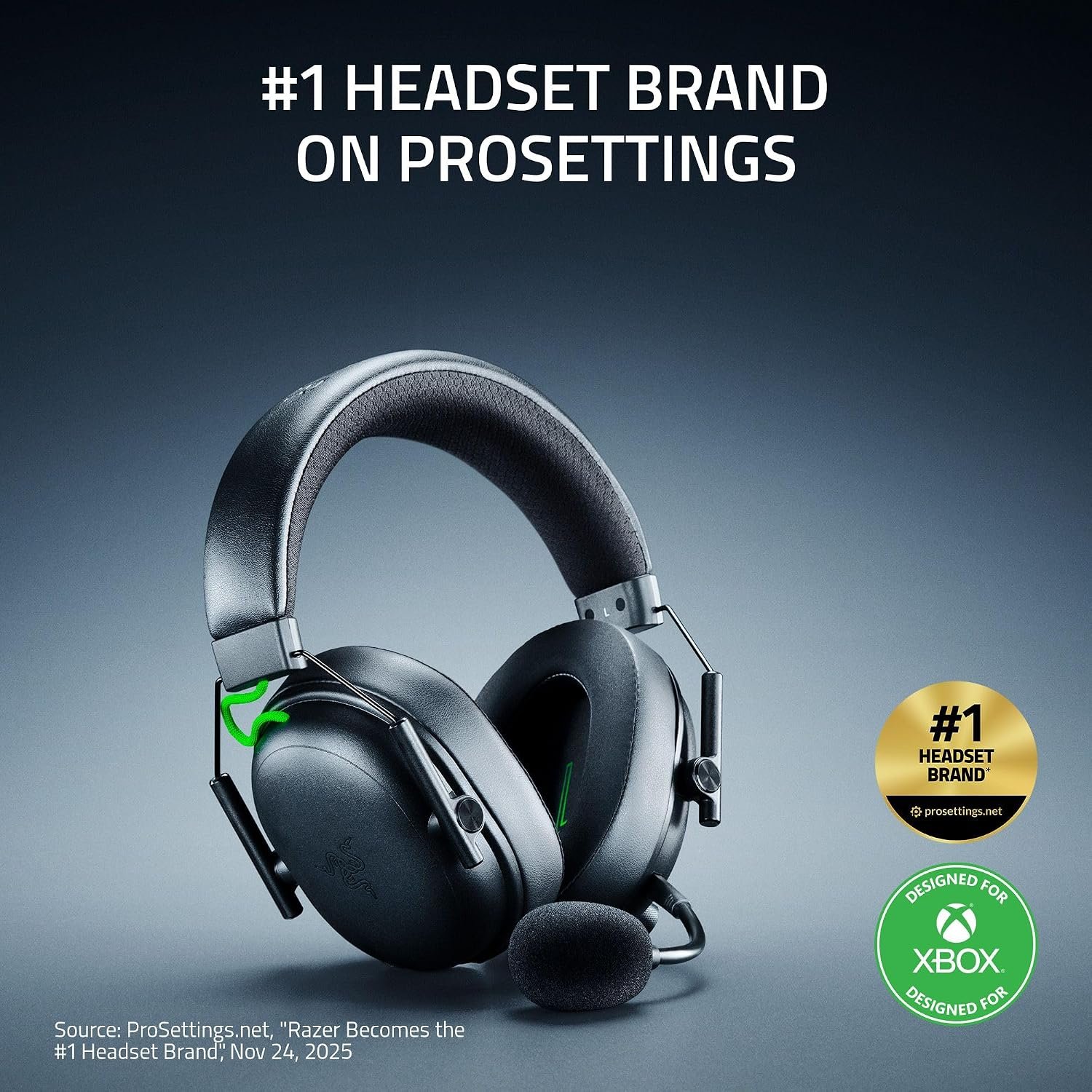Razer BlackShark V3 XBOX S|X - Wireless esports headset - TriForce 50mm Driver - Detachable Wideband Mic - HyperSpeed 2,4 GHz & Bluetooth - Surround Sound - Xbox/PC | Black - Image 2