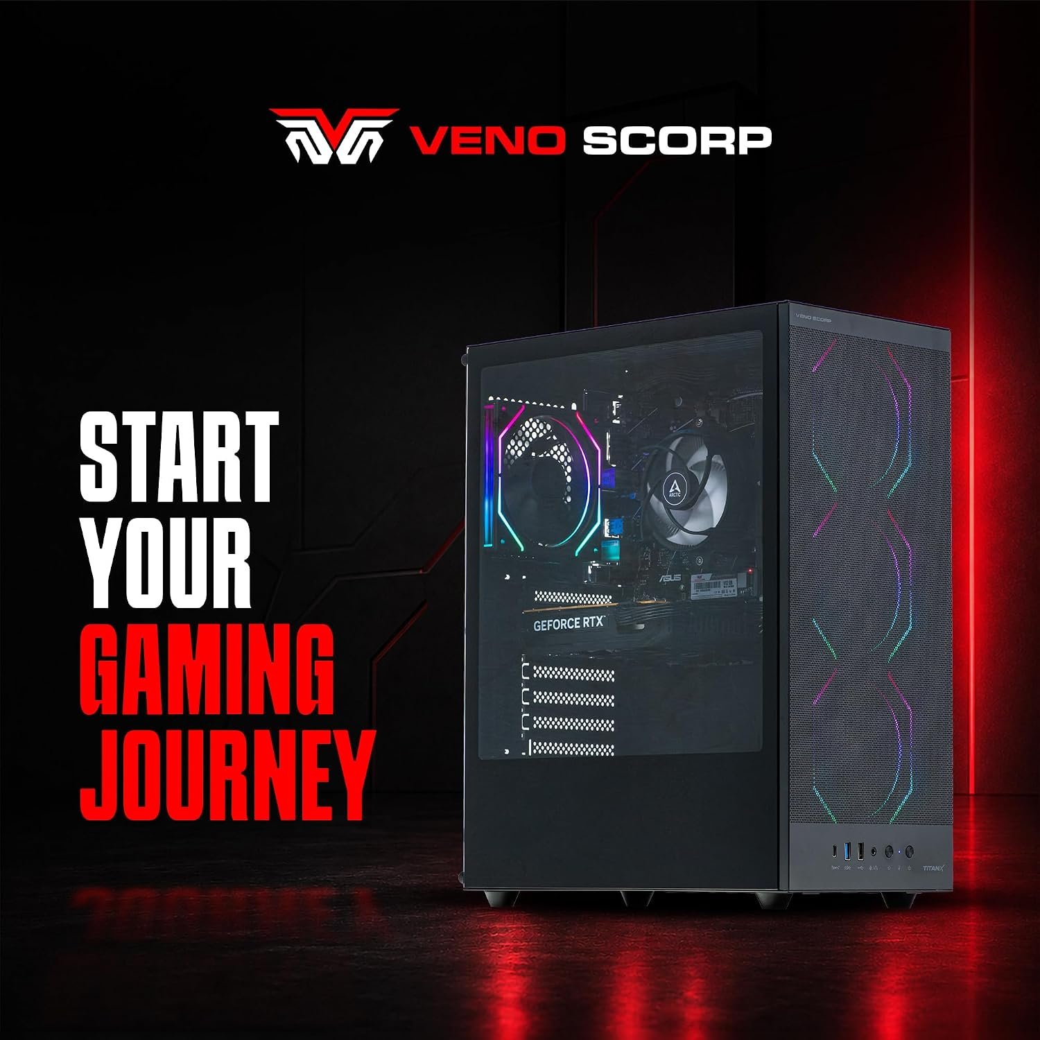 Veno Scorp Gaming PC AMD Ryzen 5 5500 Processor RTX 3050 6GB Graphics Card - 16GB 3200MHz Ram - 512GB NVMe SSD - 550W PSU - Windows 11 - WiFi - Titan 4 - Image 2