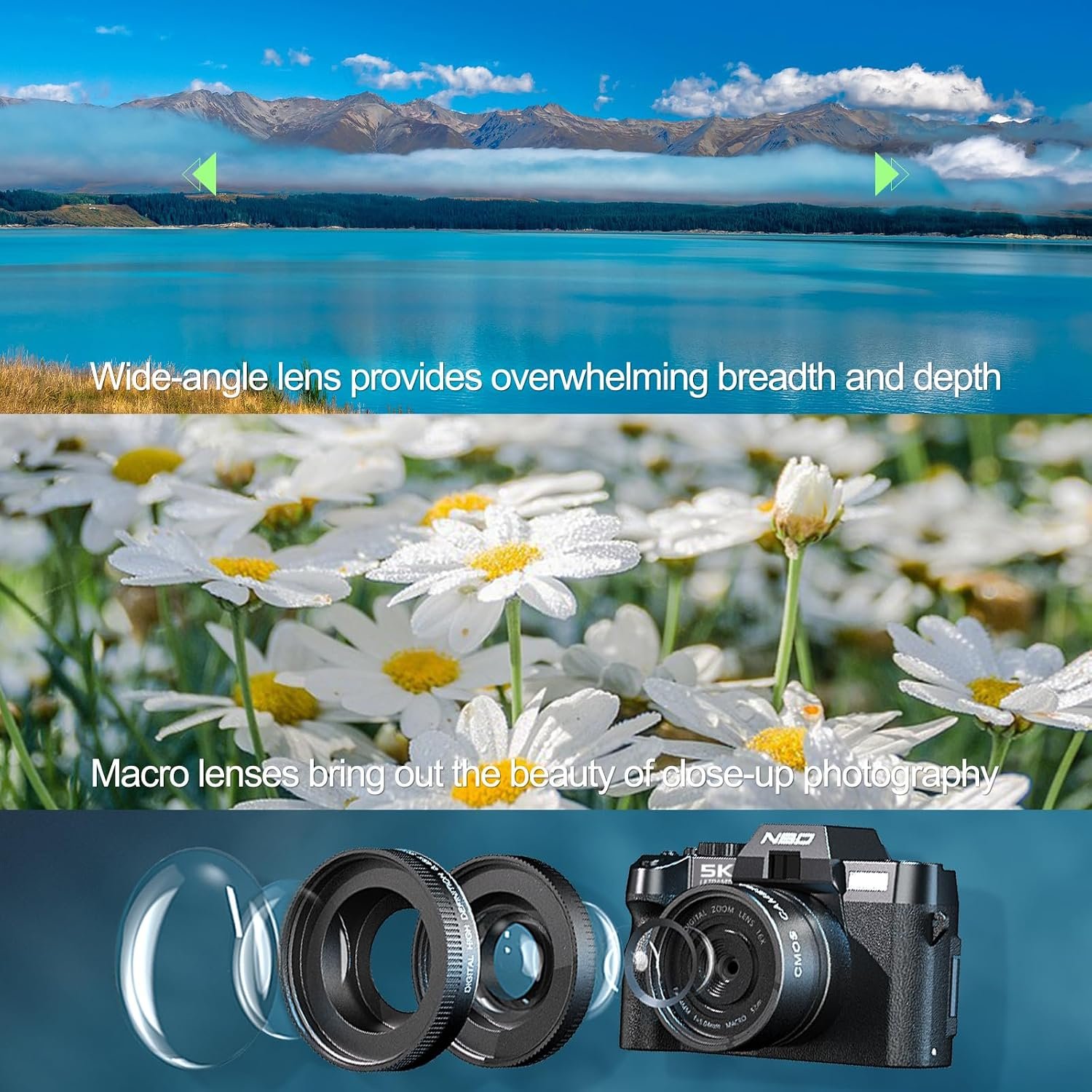 NBD 5K Digital Camera 64MP, Autofocus, 16X Digital Zoom, Black - Image 9