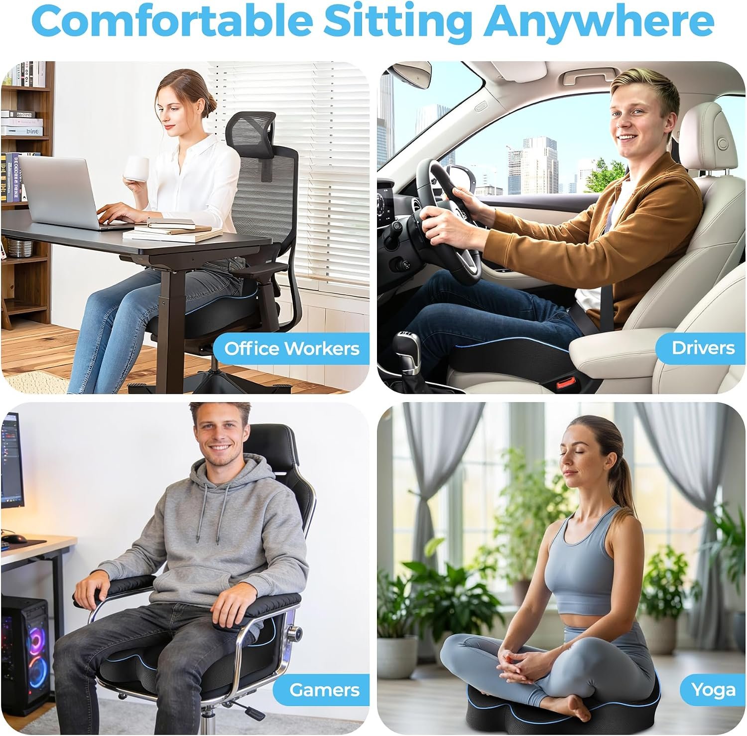 POOTACK Seat Cushions, Comfort Memory Foam Office Chair Cushion - Image 6