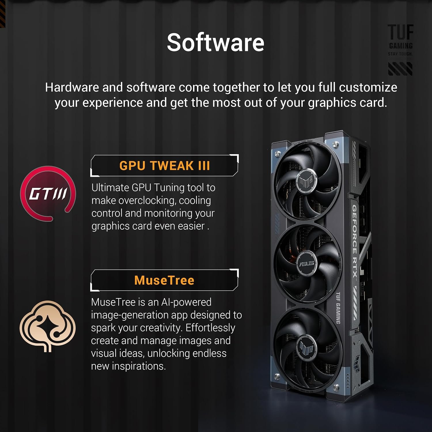 ASUS TUF Gaming GeForce RTX 5080 16GB GDDR7 OC Edition Gaming Graphics Card (PCIe 5.0, HDMI/DP 2.1, 3.6-slot, military-grade components, protective PCB coating, axial-tech fans, vapor chamber) - Image 6