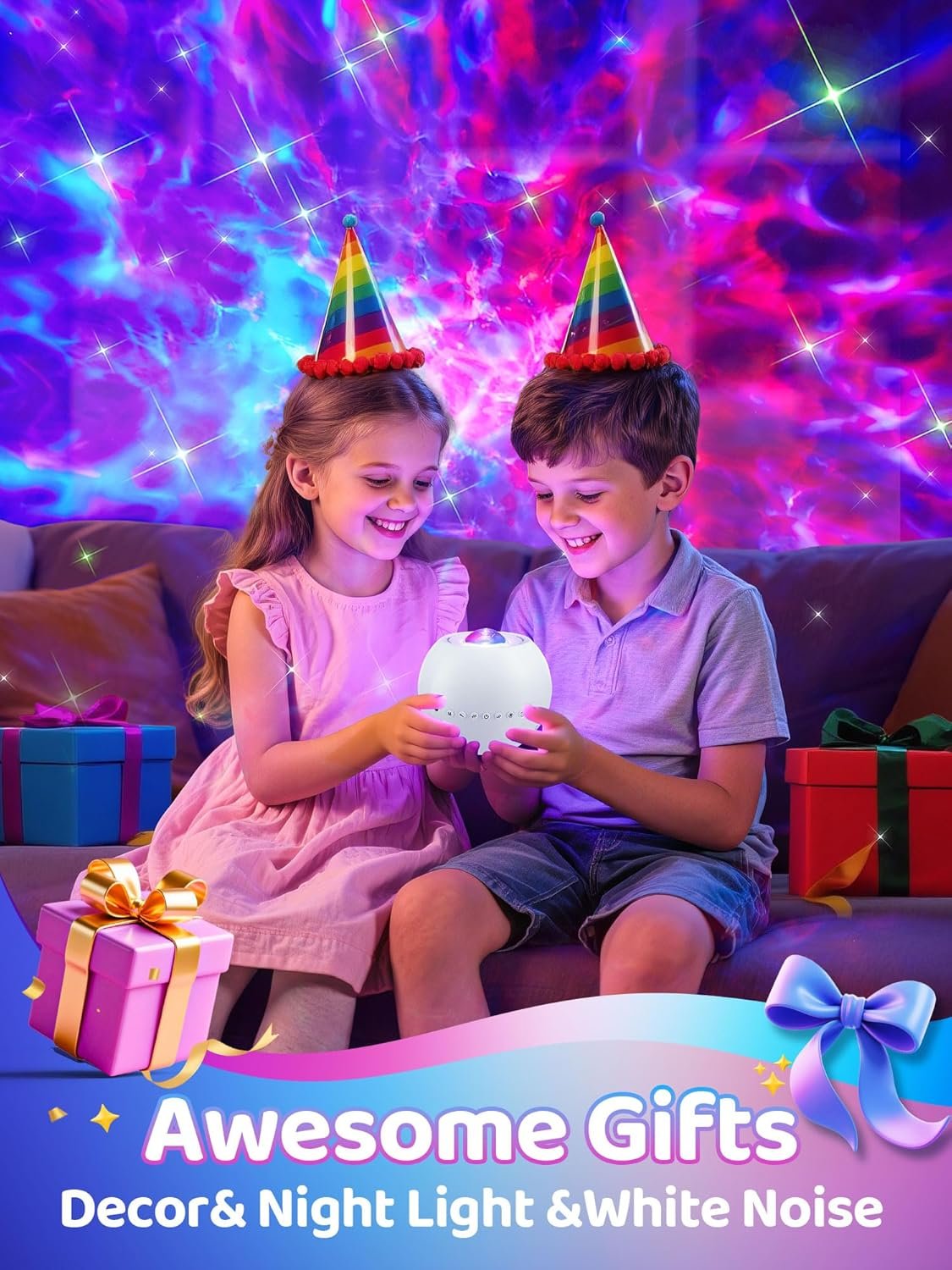 PIKOY Galaxy Projector,15 Colors,Gifts Girl&Women&Boy,Birthday,White Noise - Image 5