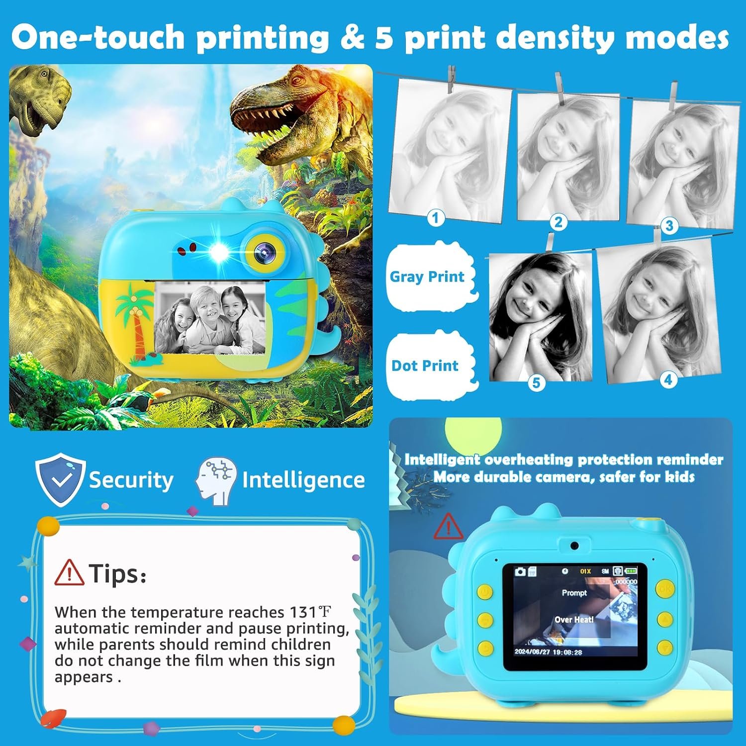 ARNSSIEN kids camera instant print, 7 Rolls Paper, 1080P, 2.4" Screen - Image 6