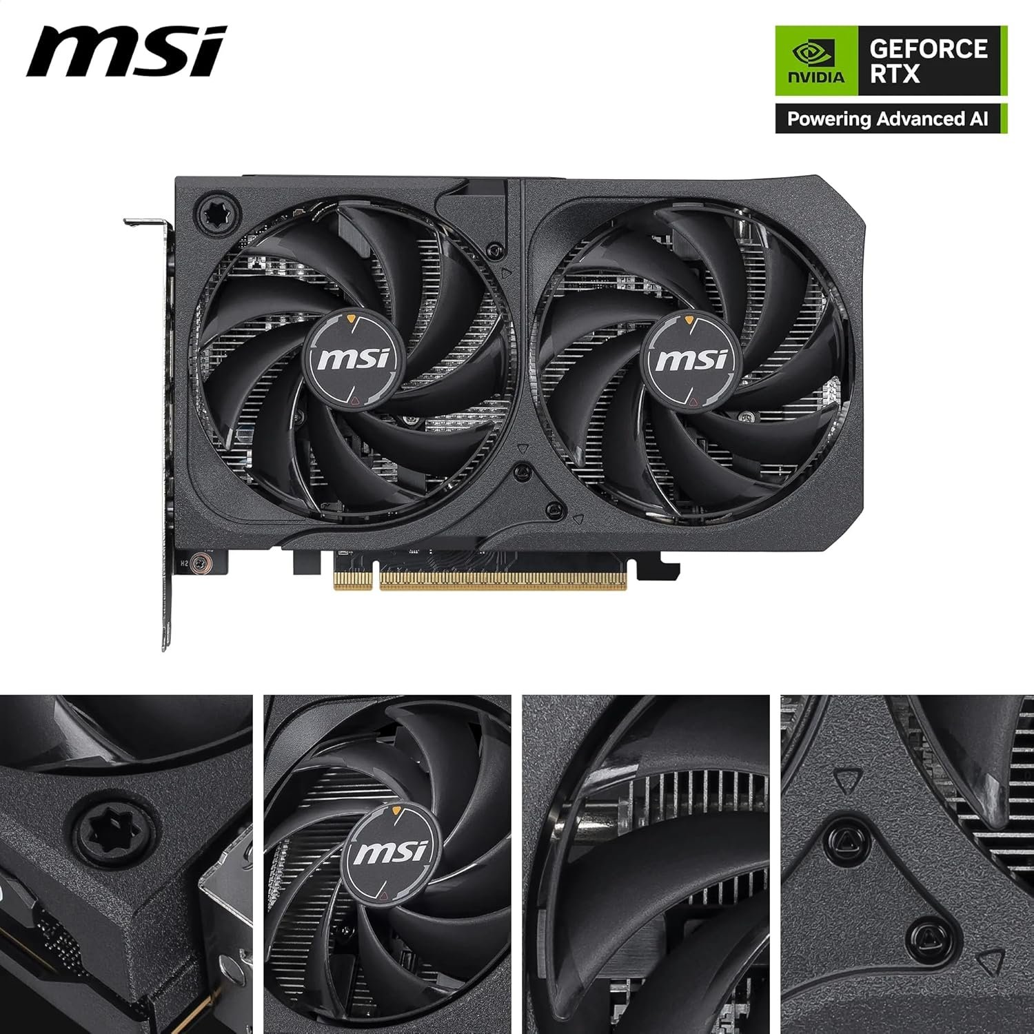 MSI GeForce RTX 5050 8G SHADOW 2X OC Graphics Card - RTX 5050 GPU, 8GB GDDR6 (20Gbps/128-bit), PCIe 5.0 - DUAL-Fan Thermal Design (2 x TORX FAN 5.0) - HDMI 2.1b, DisplayPort 2.1b - Image 2
