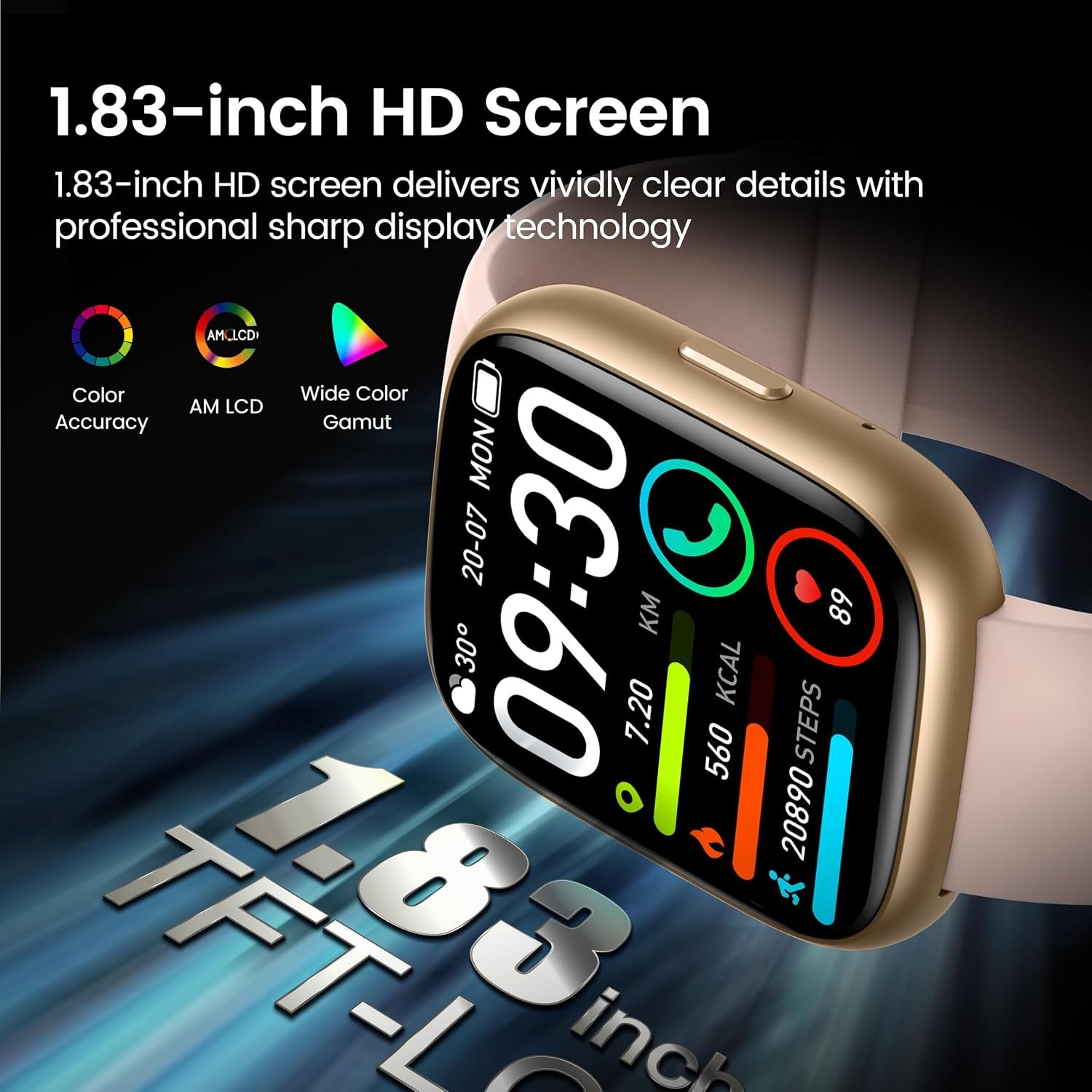 Cillso Smart Watch, Alexa Built-in, 1.83" Bluetooth Calling Fitness Watch - Image 2