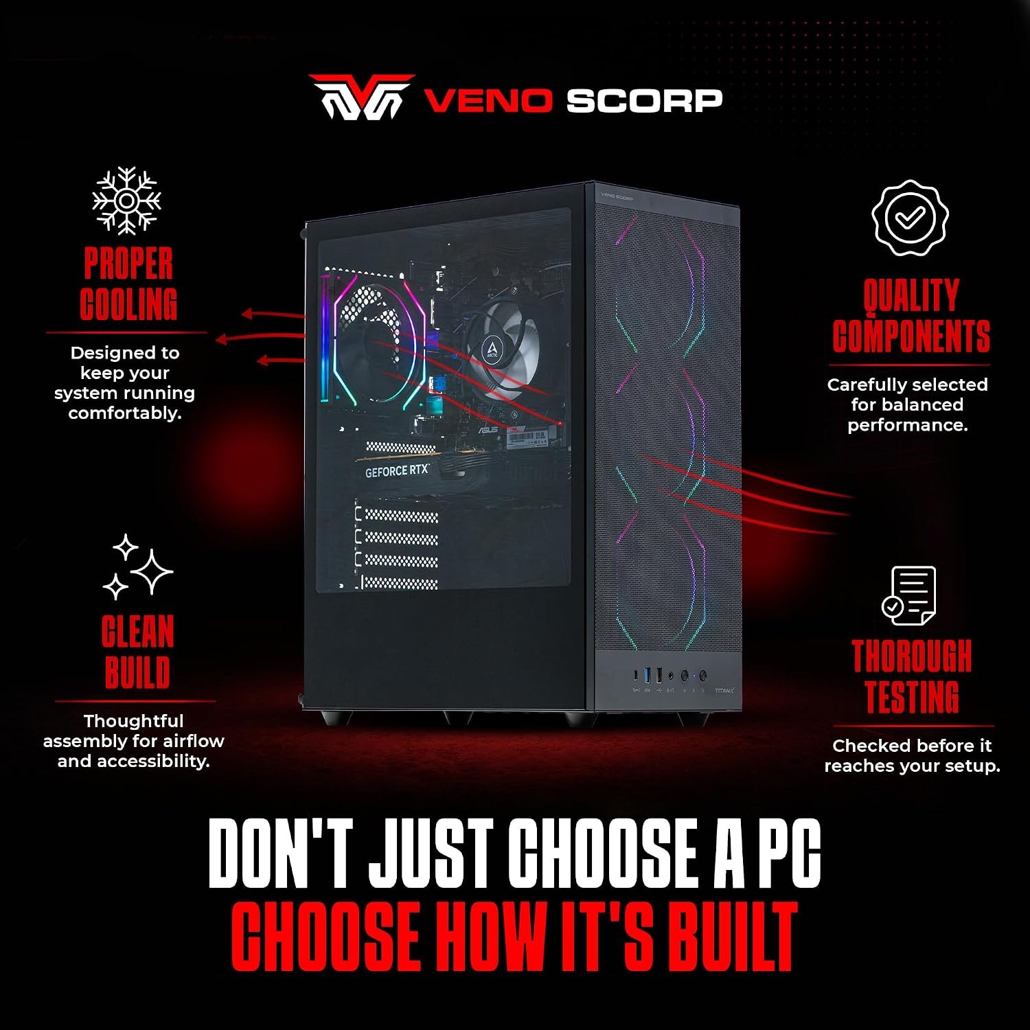 Veno Scorp Gaming PC AMD Ryzen 5 5500 Processor RTX 3050 6GB Graphics Card - 16GB 3200MHz Ram - 512GB NVMe SSD - 550W PSU - Windows 11 - WiFi - Titan 4 - Image 4