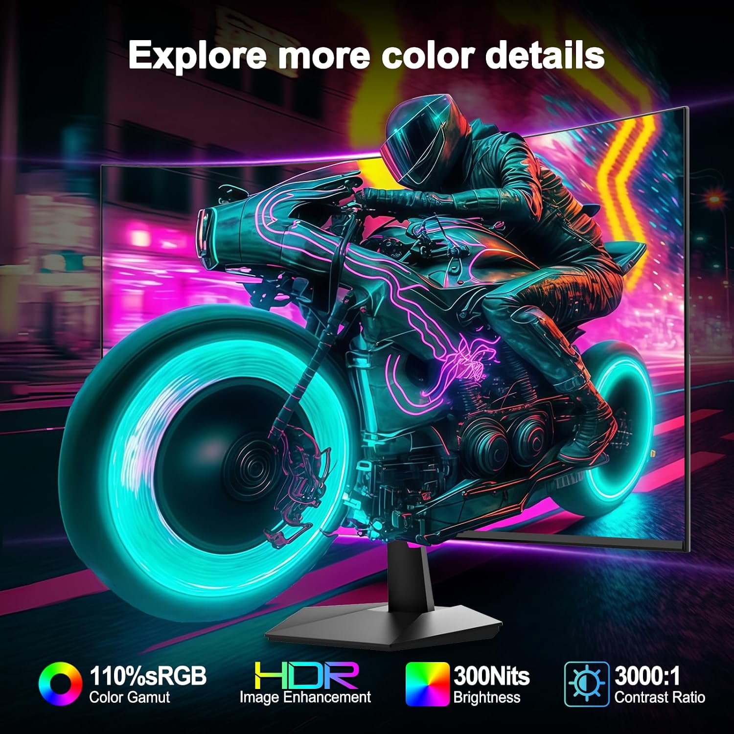 Minifire 27 Inch Curved Gaming Monitor 160Hz,FHD 1920x1080,HDMI&DP Prots - Image 4