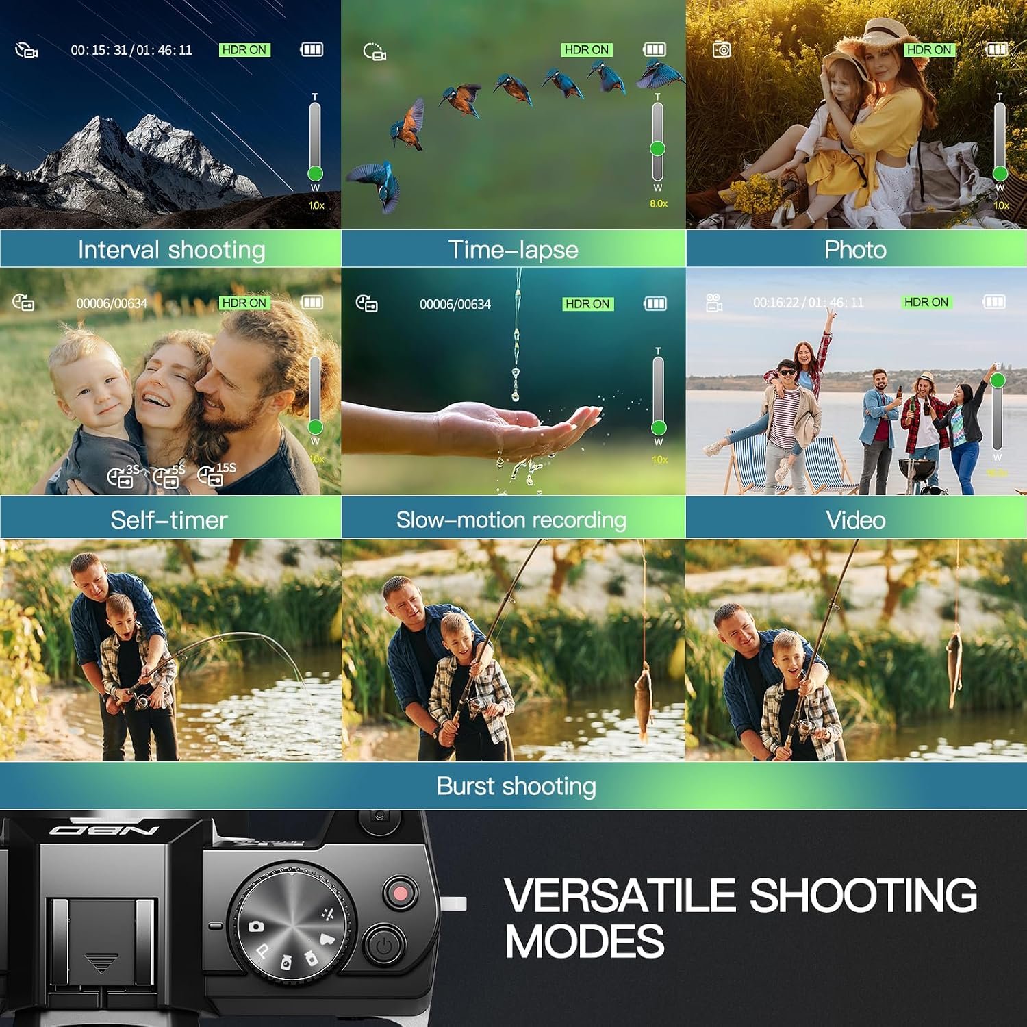 NBD 5K Digital Camera 64MP, Autofocus, 16X Digital Zoom, Black - Image 8