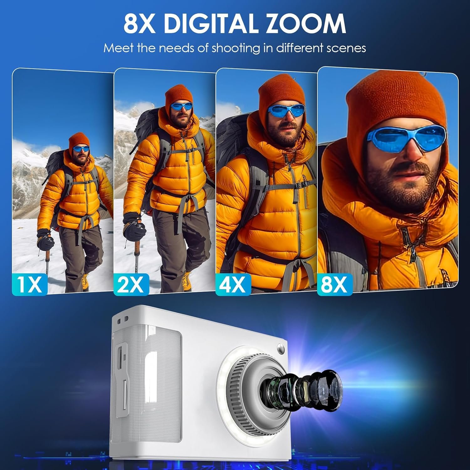 Digital Camera,ARNSSIEN 1080P Vintage Kids Digital Camera,with 2.4”Screen and 16 LED Filling Lights,Birthday Festival Present for Teens, Students, Beginners,Y2 - Image 4