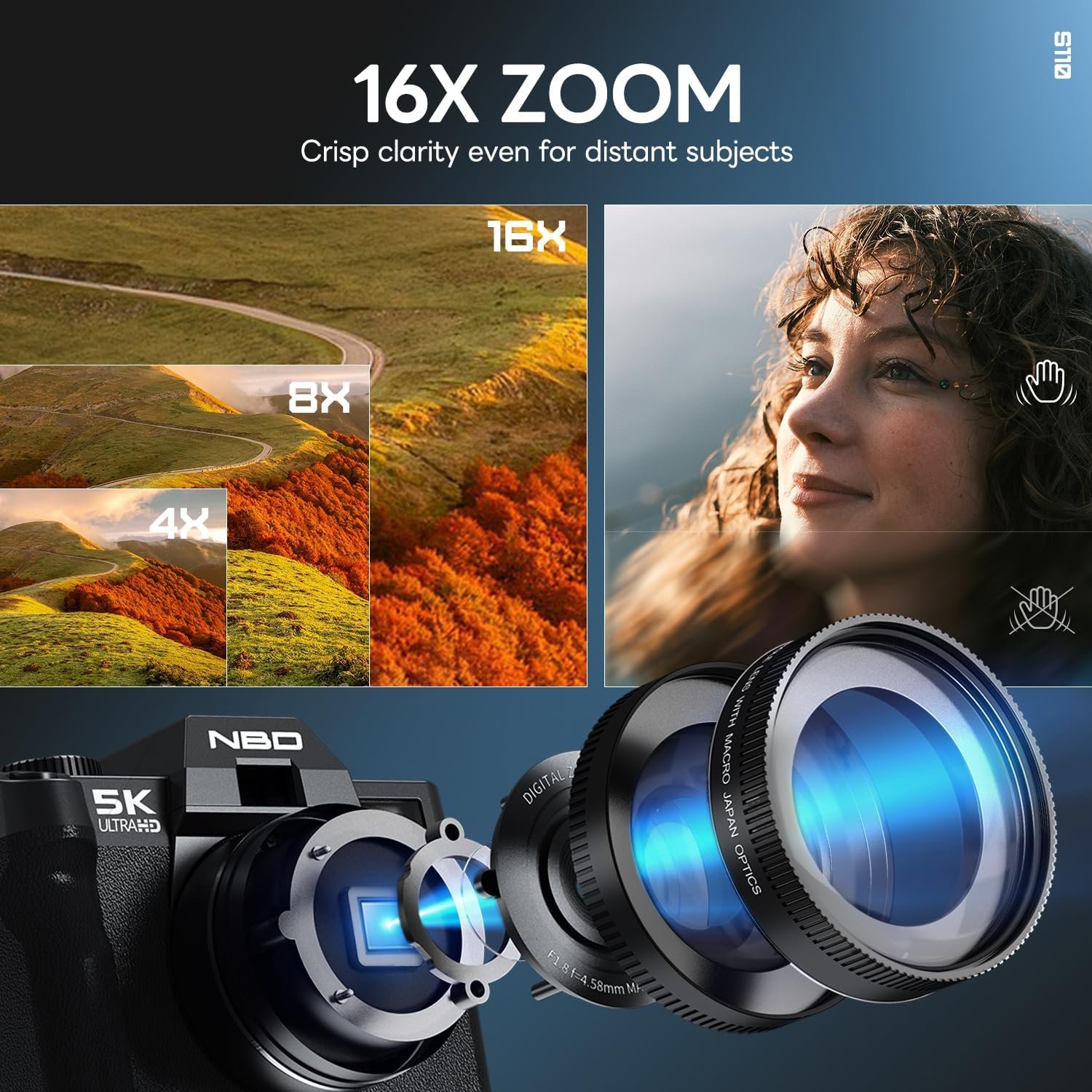 NBD 5K Digital Camera 64MP, Autofocus, 16X Digital Zoom, Black - Image 4