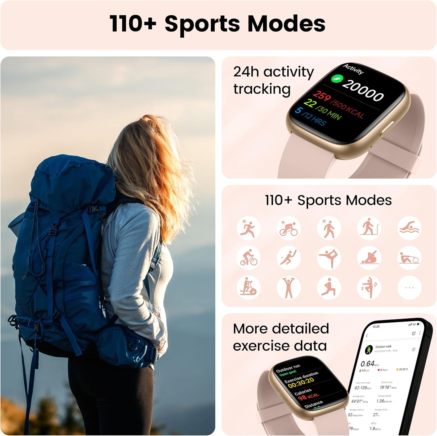 Cillso Smart Watch, Alexa Built-in, 1.83" Bluetooth Calling Fitness Watch - Image 6