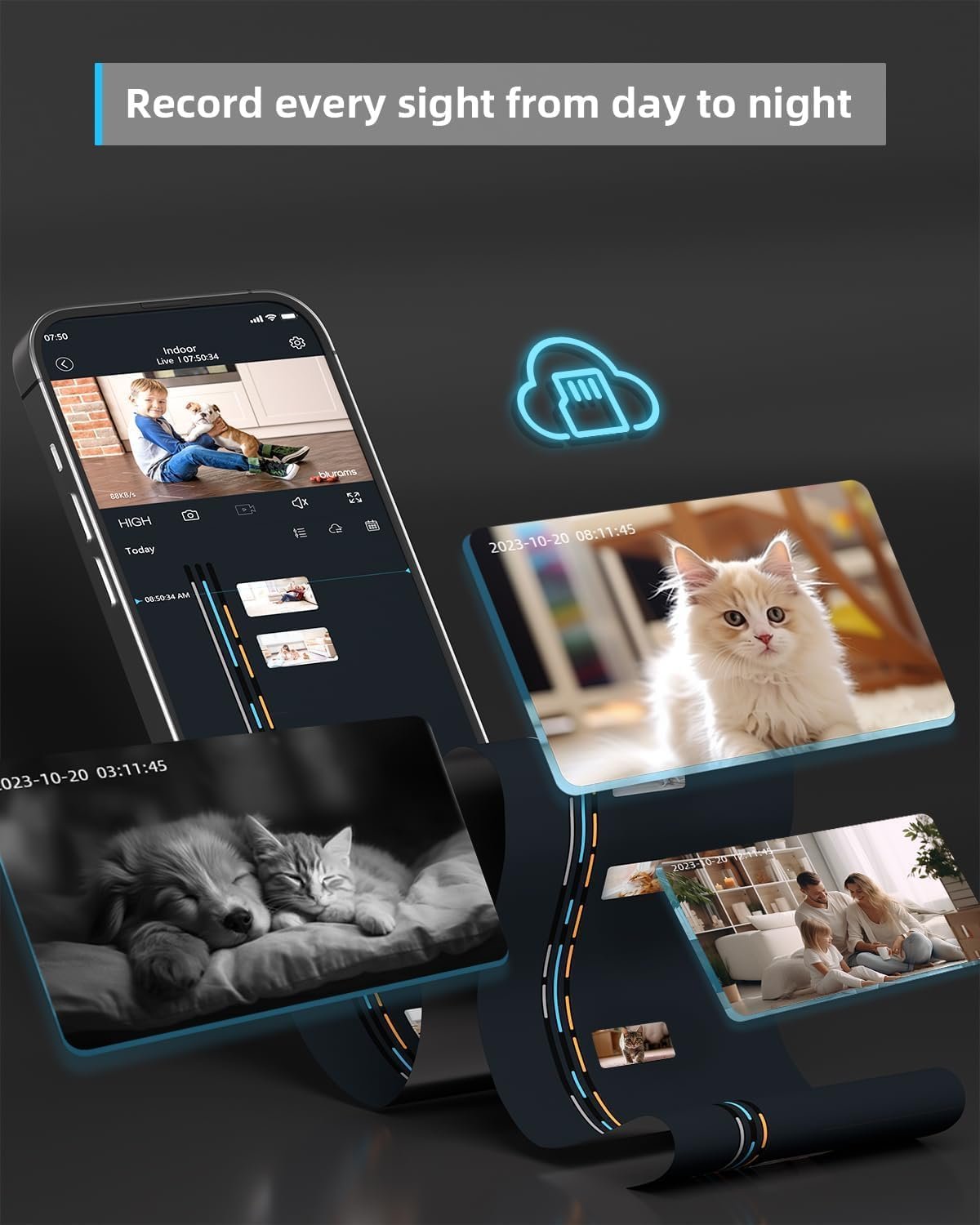 blurams Pet Camera 2K, Indoor Cameras, Dog Camera, 360° Home Security Cameras, Color Night Vision, Motion Tracking, 2-Way Talk, Cloud&SD, APP Control, Compatible with Alexa - Image 8