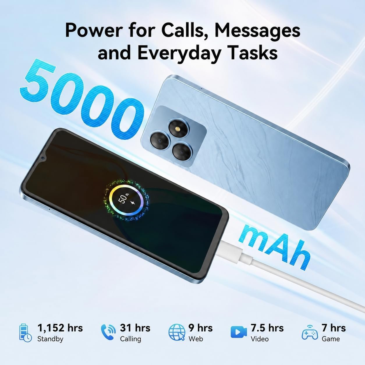 Mobile Phones Unlocked, Android Phone (3YRW), 6.56 Inch, 12GB +256GB, Blue - Image 4