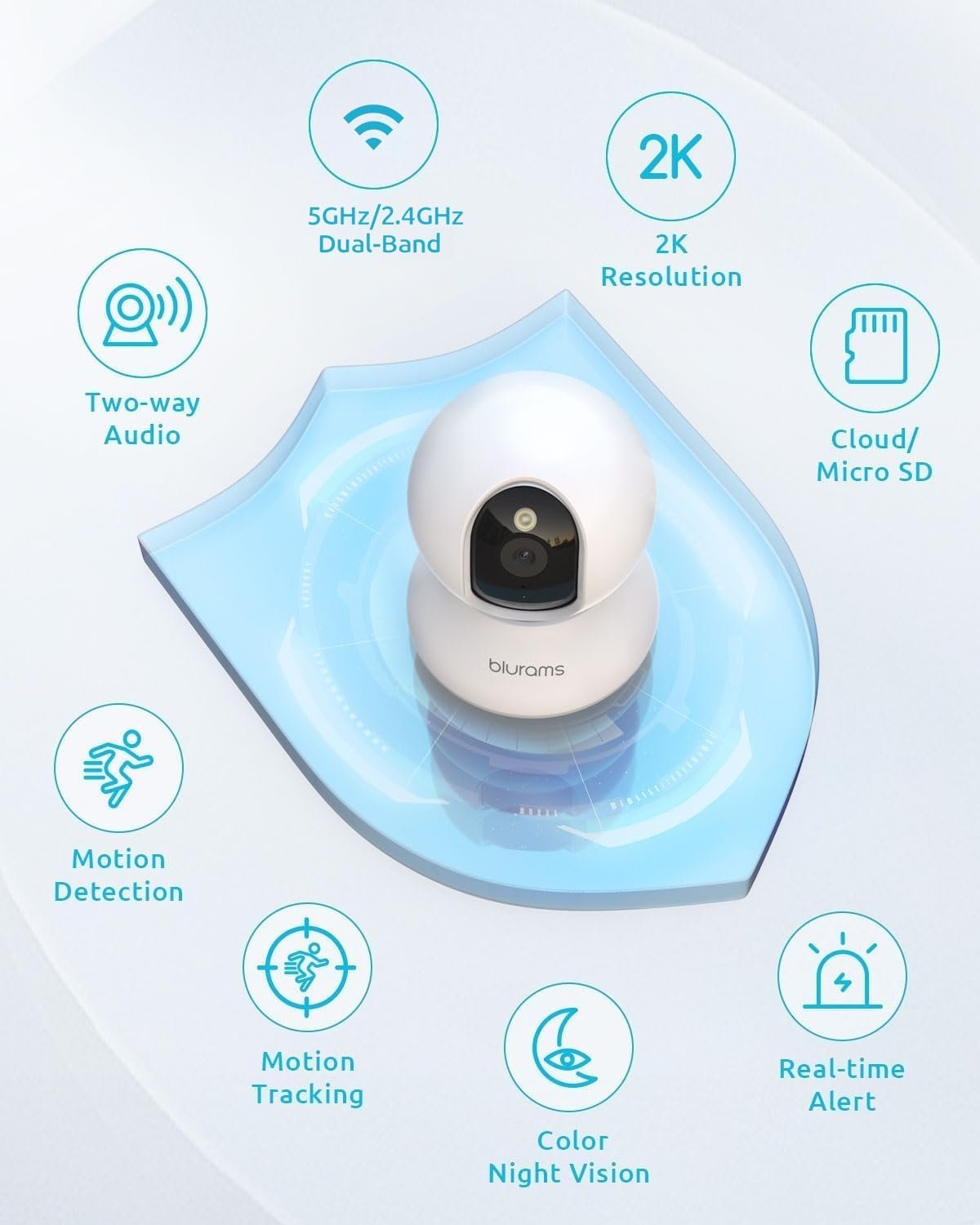 blurams Pet Camera 2K, Indoor Cameras, Dog Camera, 360° Home Security Cameras, Color Night Vision, Motion Tracking, 2-Way Talk, Cloud&SD, APP Control, Compatible with Alexa - Image 3