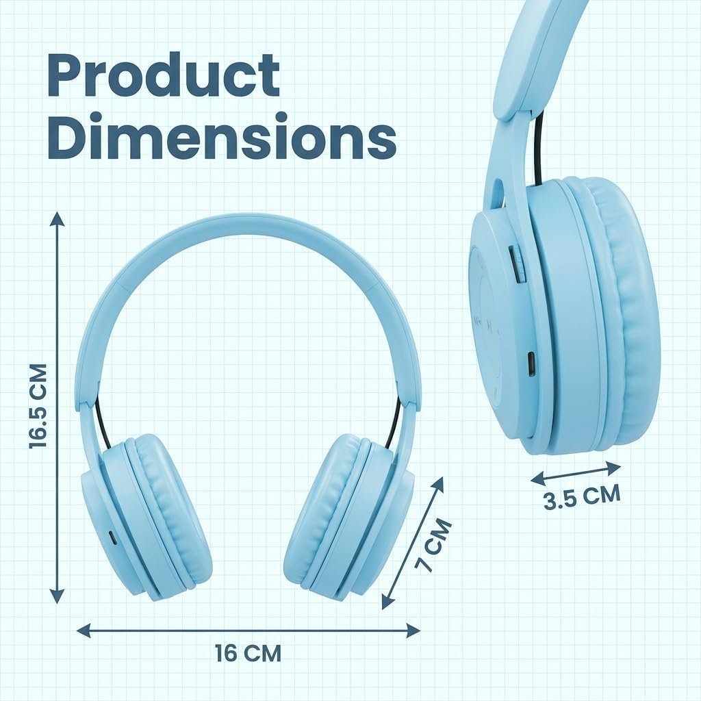 Kids Wireless Headphones Bluetooth 5.0, 60H Play Time, 74/85 dBA, Blue - Image 2