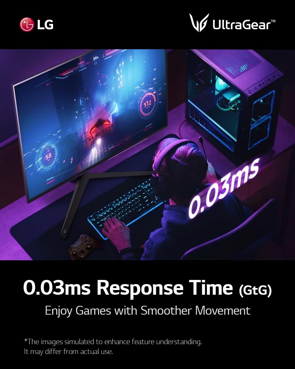 LG 27GS95QE UltraGear Gaming Monitor, 27" QHD WOLED 240Hz, Black - Image 3