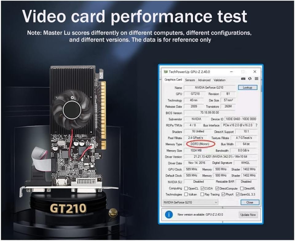 GT210 1GB Graphics Card PClE X16 2.0 GPU Computer Graphics Card DVI-D+VGA+HD Desktop Video Card - Image 6