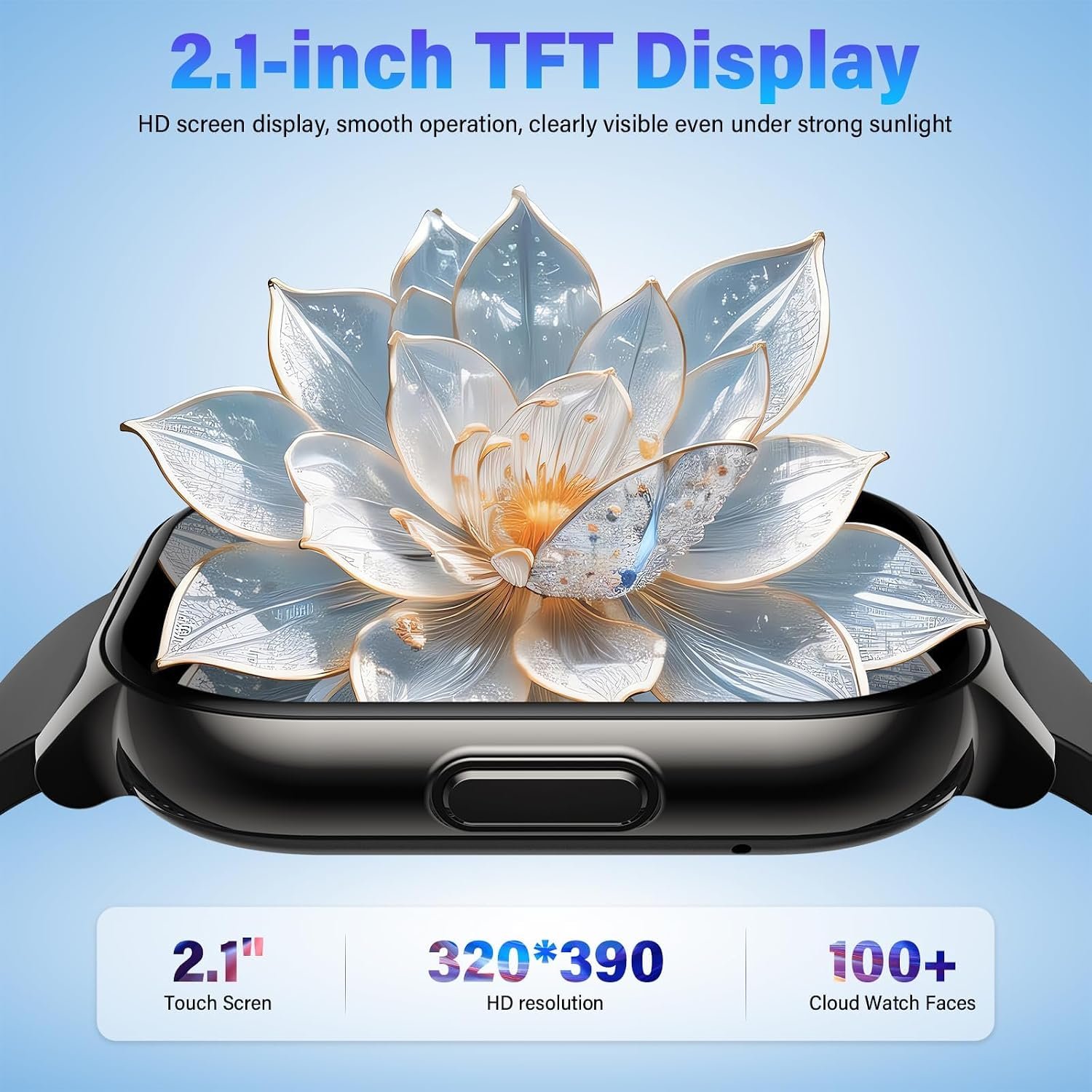Smart Watch for Men Women, 2.1" HD Fitness Watch with Bluetooth Calling, Heart Rate Sleep Monitor, IP68 Waterproof Smartwatch, Sports Activity Tracker with 100+ Watch Faces for Android iOS - Image 2