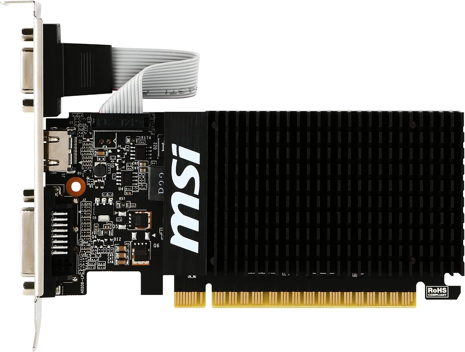 MSI GeForce GT 710 2GD3H LP Graphics Card '2GB DDR3, 954MHz, Low Profile, Low Consumption, VGA, DVI-D, HDMI, HTPC, Silent Passive Fanless Cooling System' - Image 2