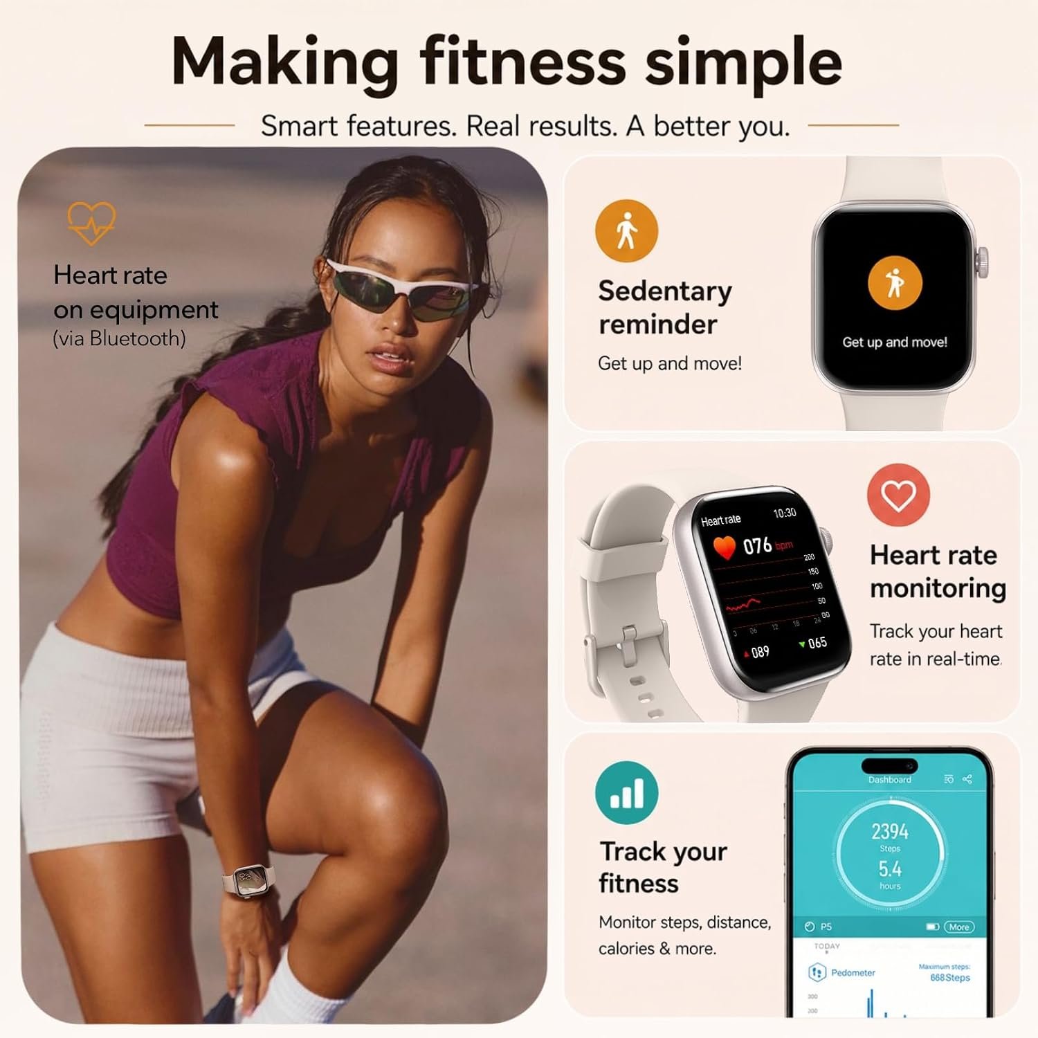 Smart Watch for Men Women Answer/Make Call,1.85" Smartwatch,Fitness Watch with Heart Rate Blood Pressure Sleep Monitor,140+Sports,IP68 Waterproof Step Counter Watch Compatible with Android IOS - Image 3