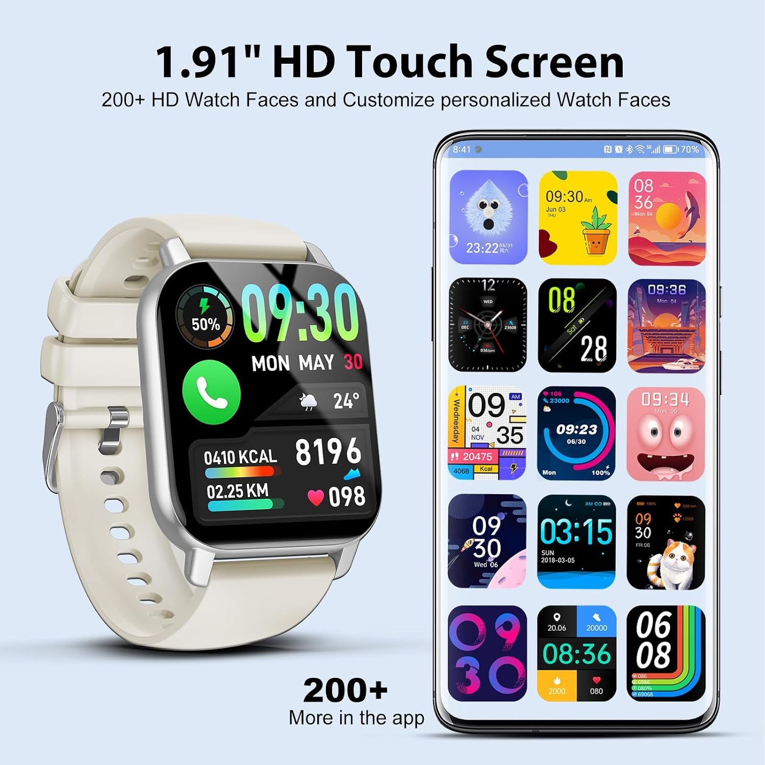 Smart Watch for Men Women Answer Dial Call, 1.85" Bluetooth 5.4 Smartwatch with Heart Rate Sleep Monitor, 112+ Sports Modes Fitness Tracker, IP68 Waterproof Activity Watches for Android iOS. White - Image 5