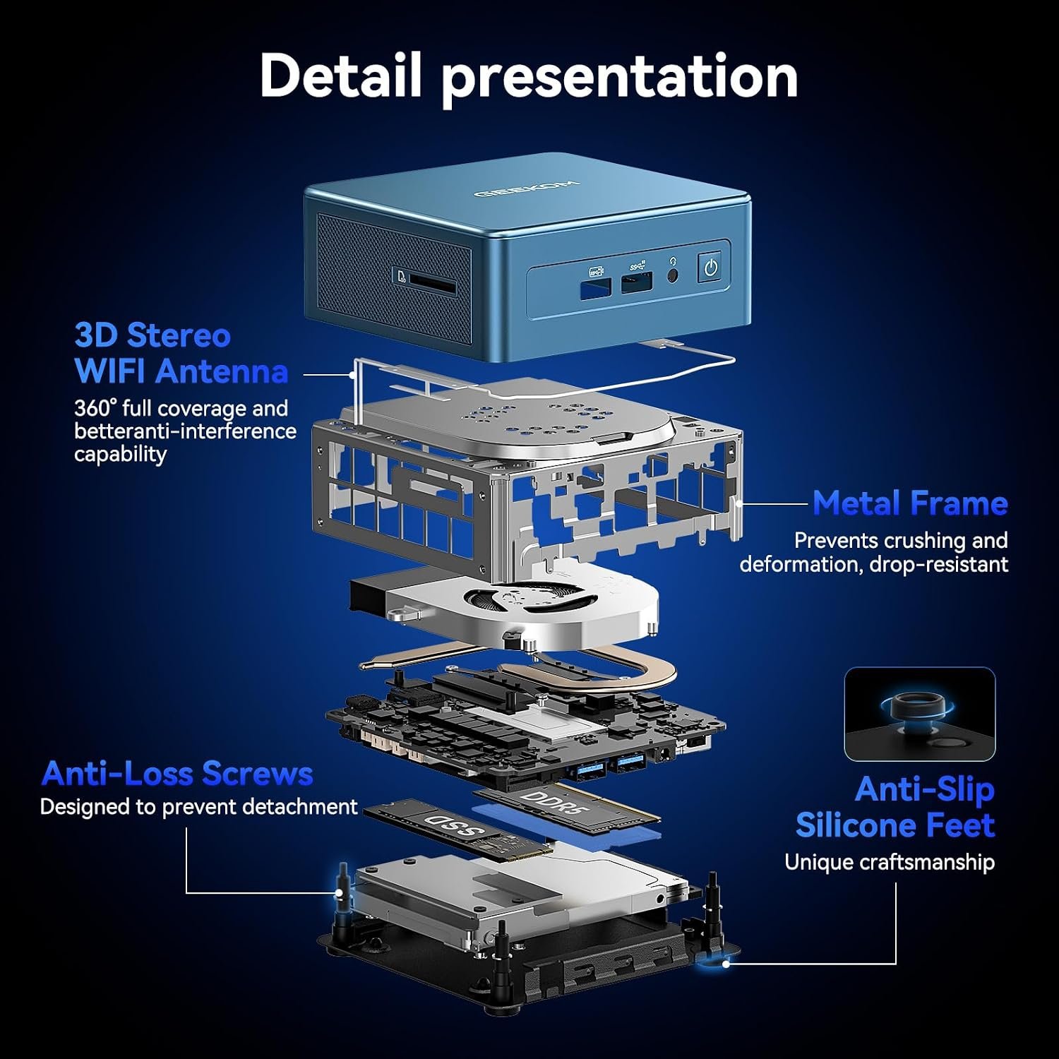 GEEKOM IT12 Mini PC, Intel Core i3-12300HE, 16GB RAM(up to 64GB), 256GB SSD - Image 8