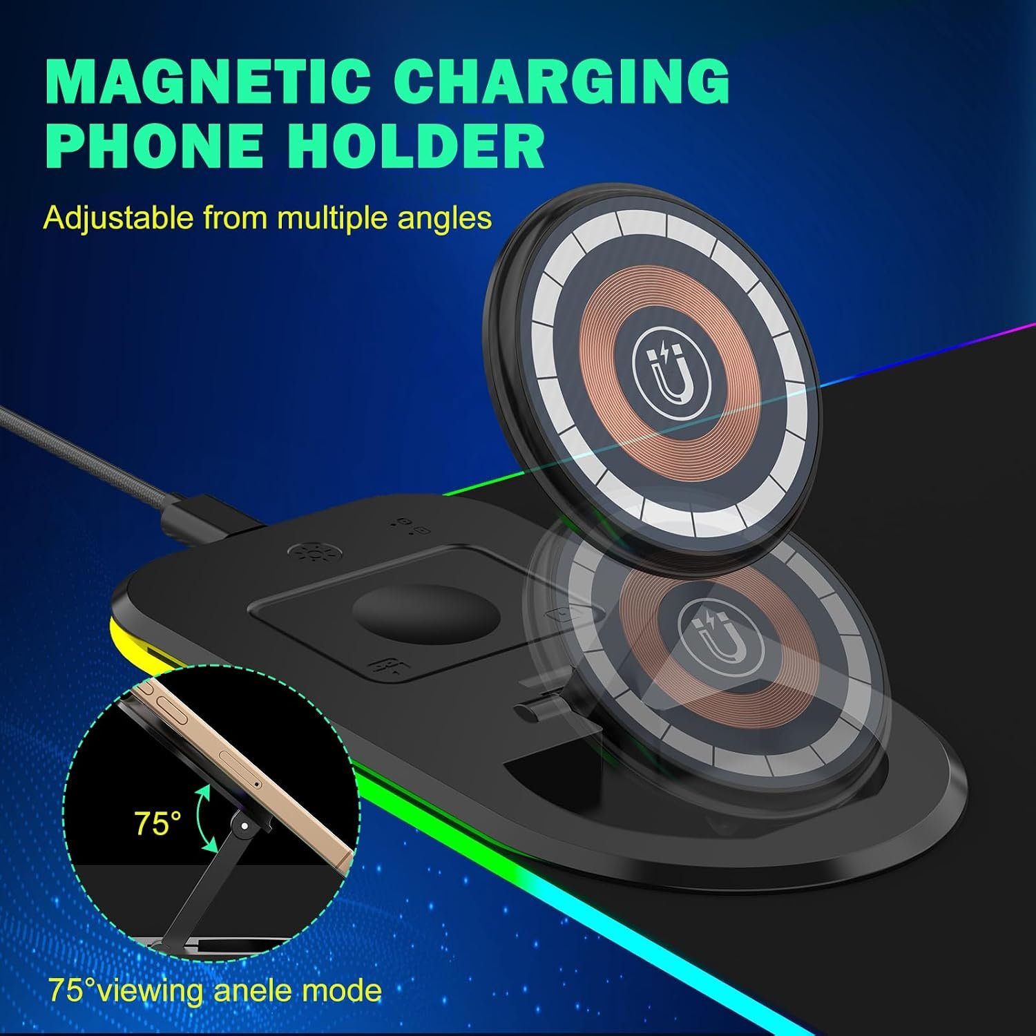 GIM 15W Wireless Charging RGB Gaming Mouse Mat with Foldable Stand - Image 3