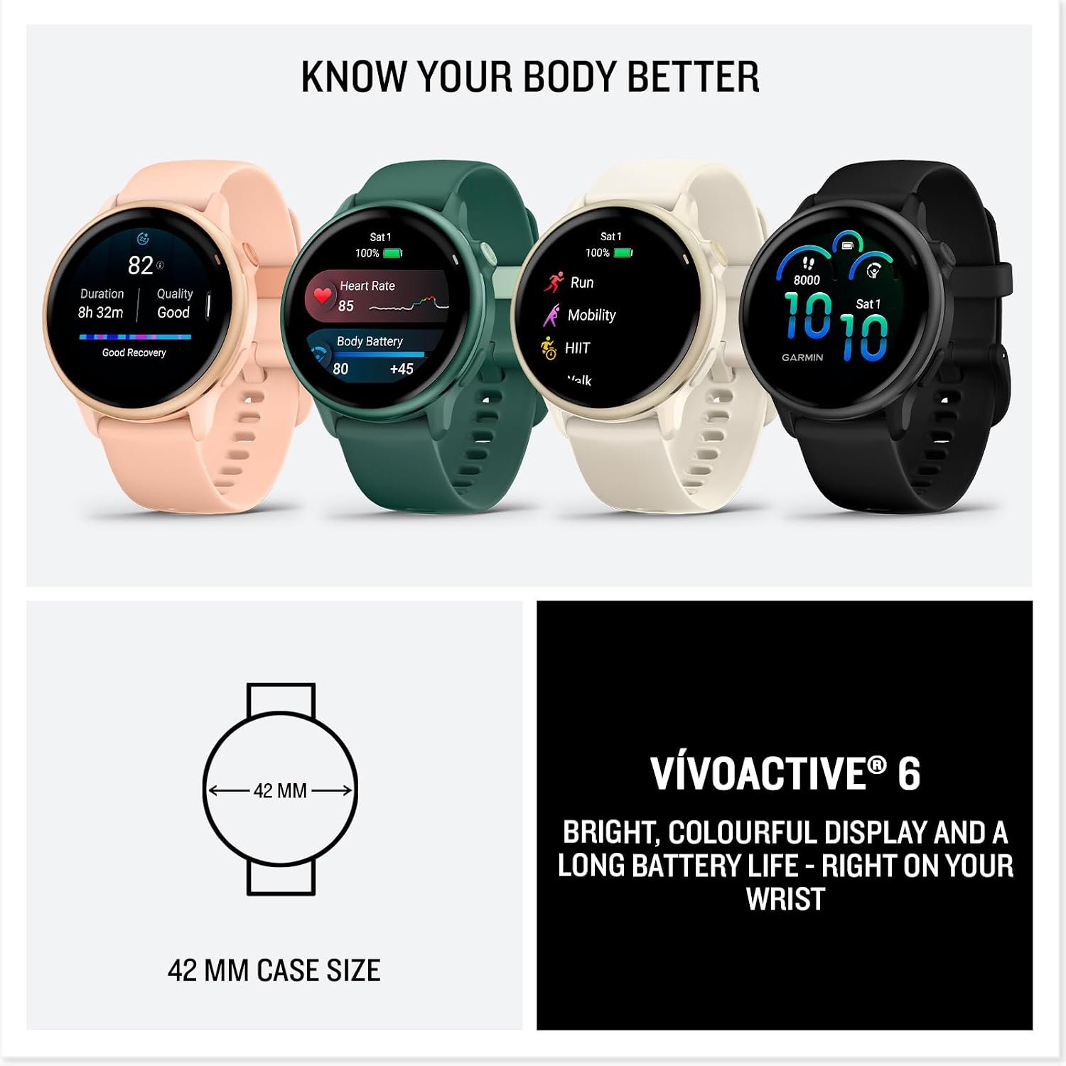 Garmin vívoactive 6, 42mm GPS smartwatch, AMOLED touchscreen, all-day health monitoring, personalised fitness features, advanced sleep coaching, Music, up to 11 days battery life, Bone/Lunar Gold - Image 9