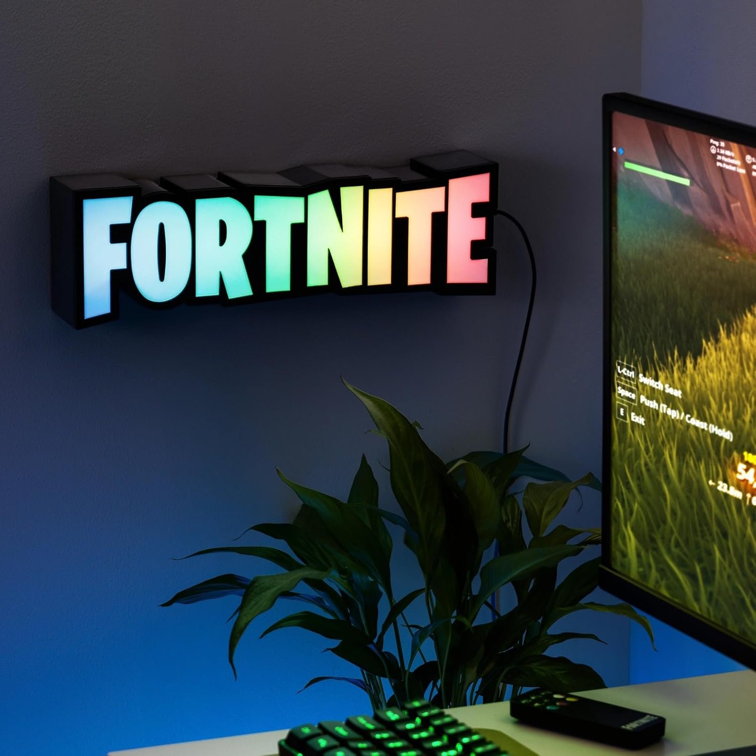 Fortnite RGB Colour-Changing Logo Light, Officially Licensed Gaming Lamp with Remote Control, Display on Wall or Desk, USB Powered Home Décor for Gamers | Paladone - Image 3