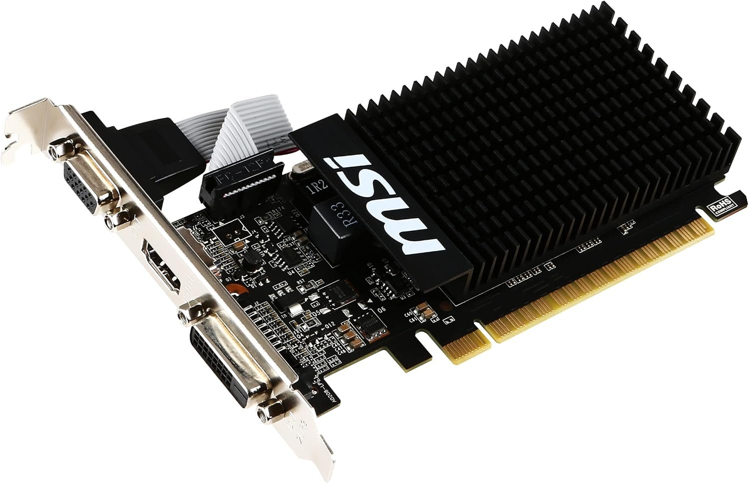 MSI GeForce GT 710 2GD3H LP Graphics Card '2GB DDR3, 954MHz, Low Profile, Low Consumption, VGA, DVI-D, HDMI, HTPC, Silent Passive Fanless Cooling System' - Image 3