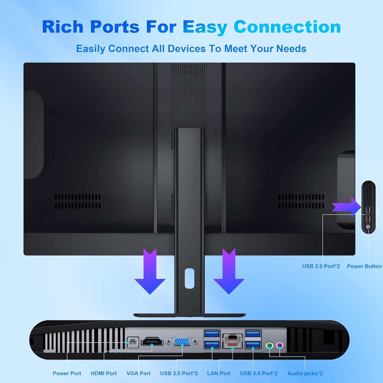 27 Inch All-in-One Computer FHD Desktop PC, Core i7 (Up to 3.0GHz), 16GB RAM, 512GB SSD, Rotatable Screen, Hidden Webcam, Dual-Band WiFi 6 & Bluetooth 5.3, All-in-One PC for Business & Creative Work - Image 5