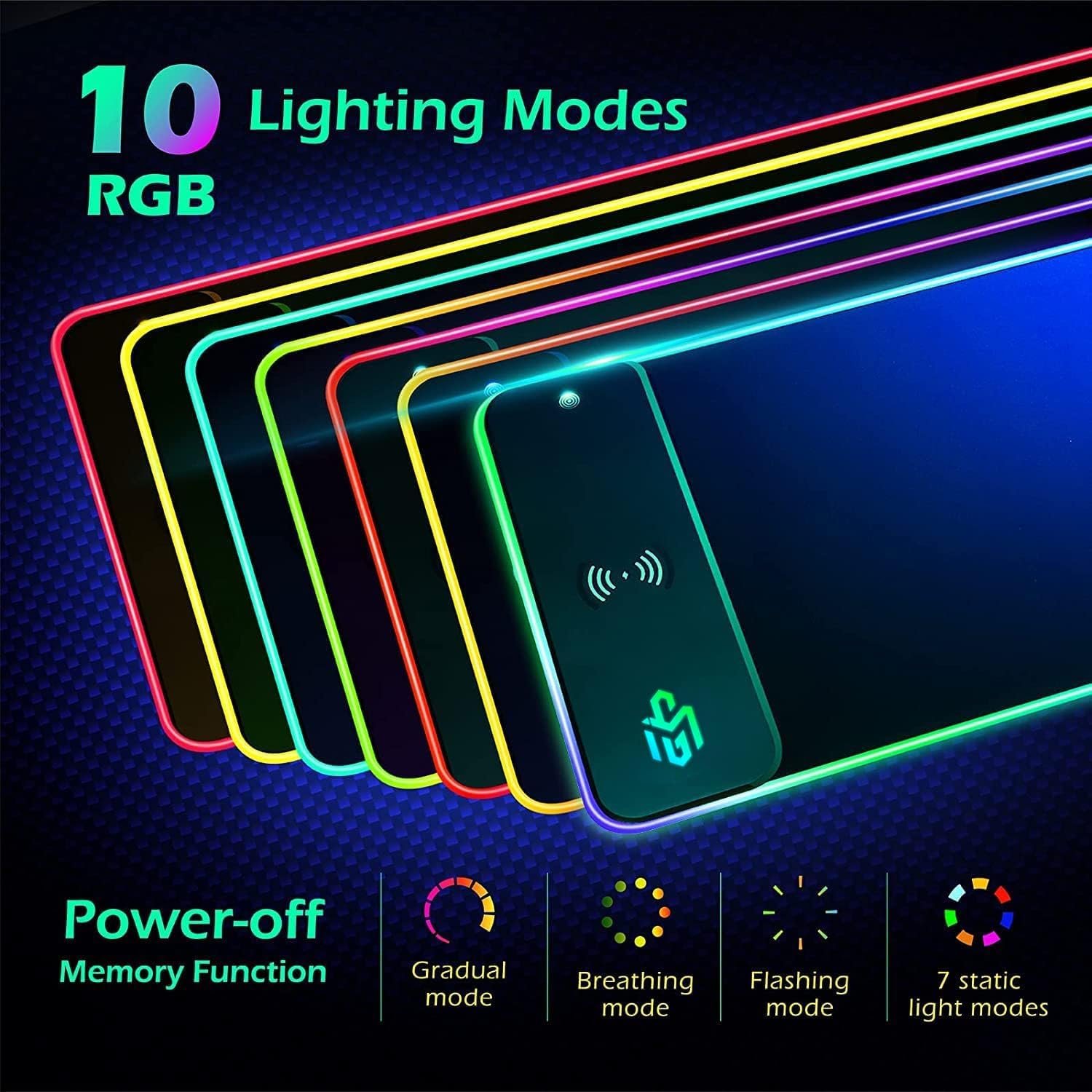 GIM 15W Wireless Charging RGB Gaming Mouse Mat, 800x300mm (Black) - Image 4