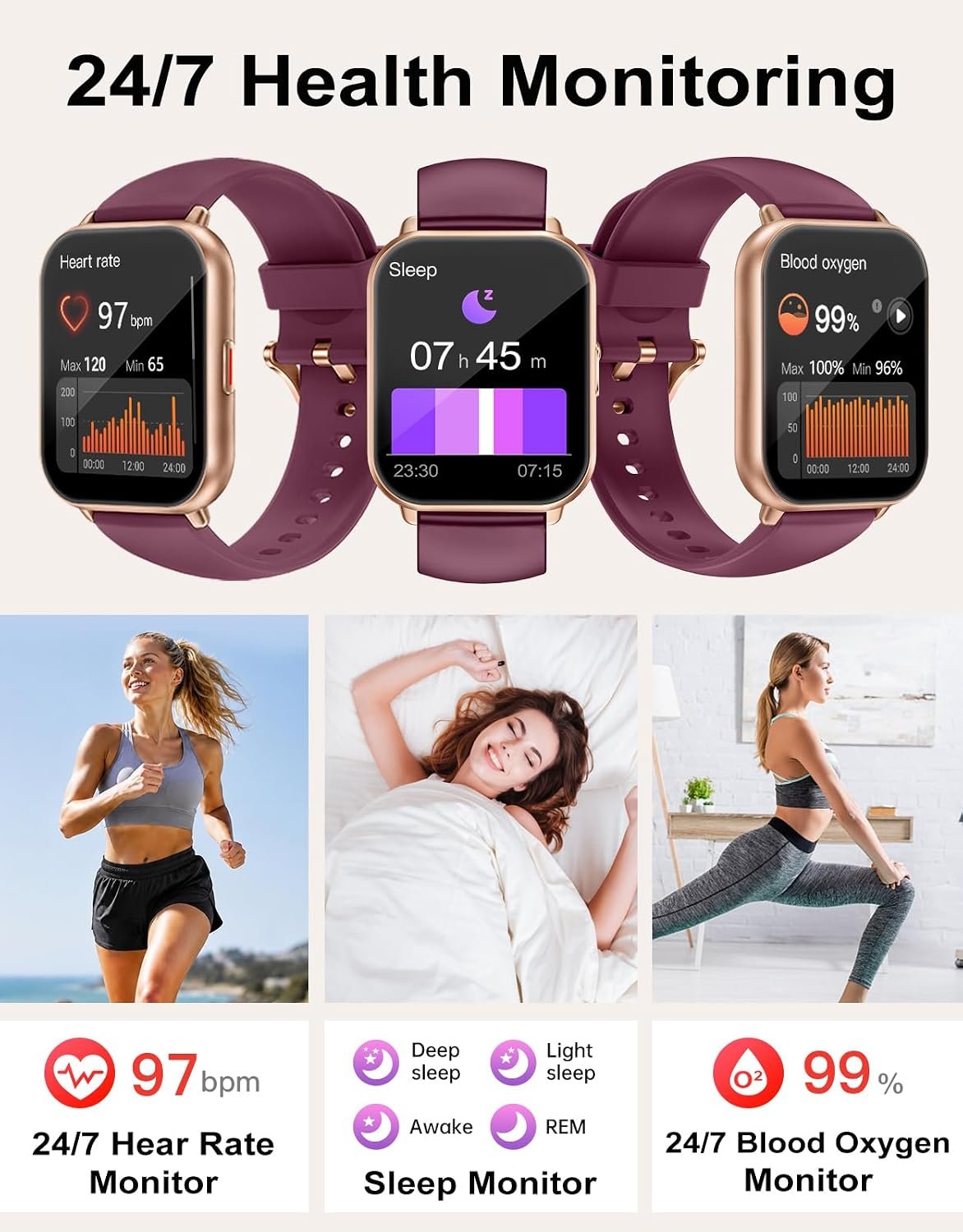 Smart Watch Answer/Make Call,Smart Watches for Women Men 1.85"HD Screen - Image 4