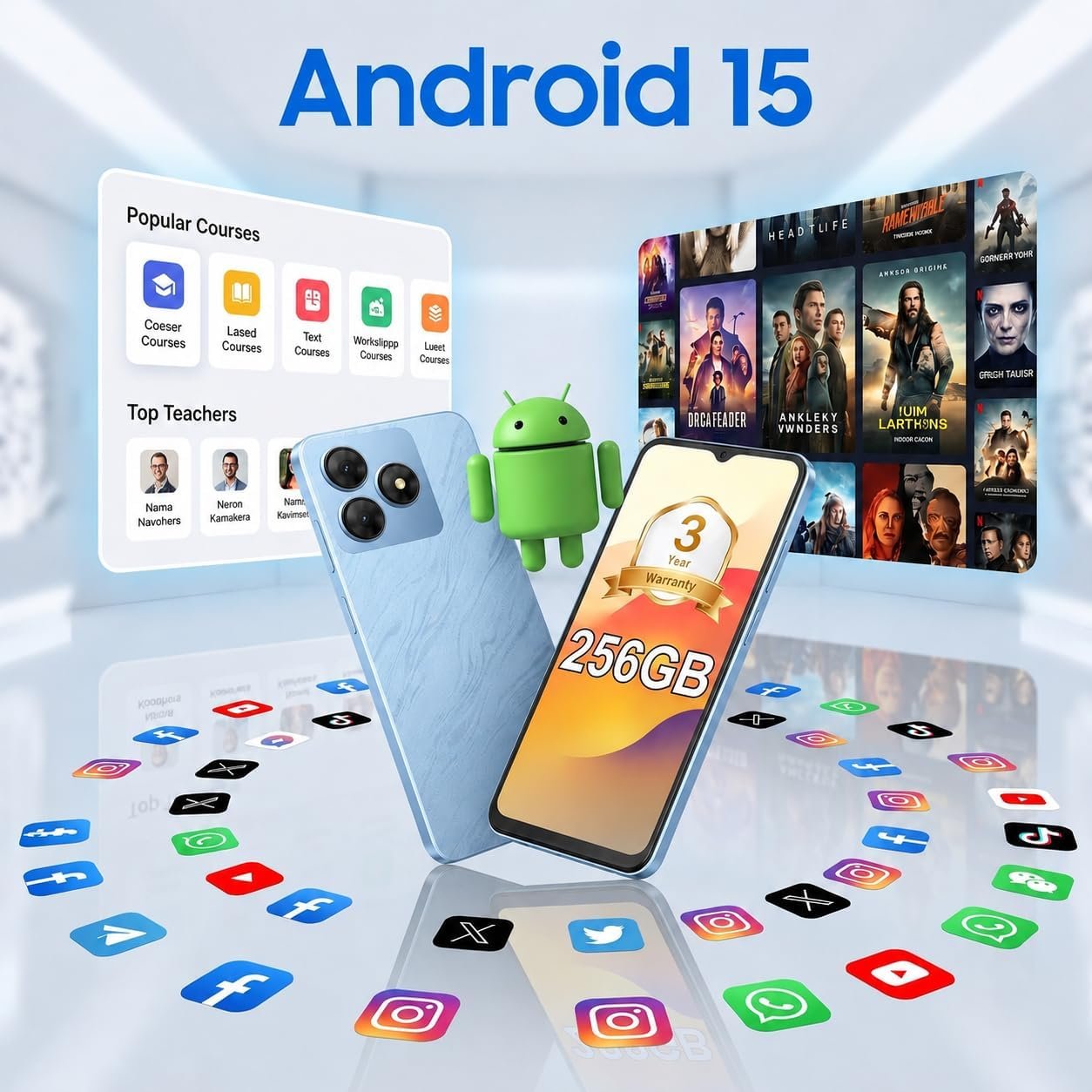 Mobile Phones Unlocked, Android Phone (3YRW), 6.56 Inch, 12GB +256GB, Blue - Image 9