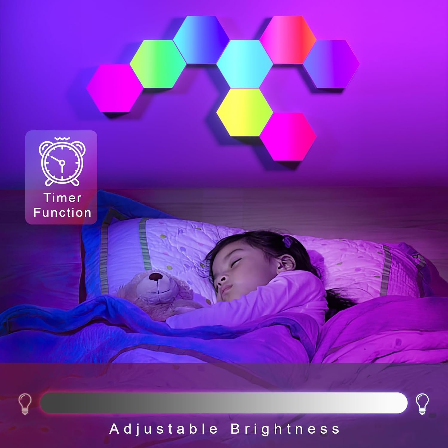PUMPKINS Hexagon LED Lights, 10 Pack RGB Hex Wall Light, Panel Size 8 cm - Image 5