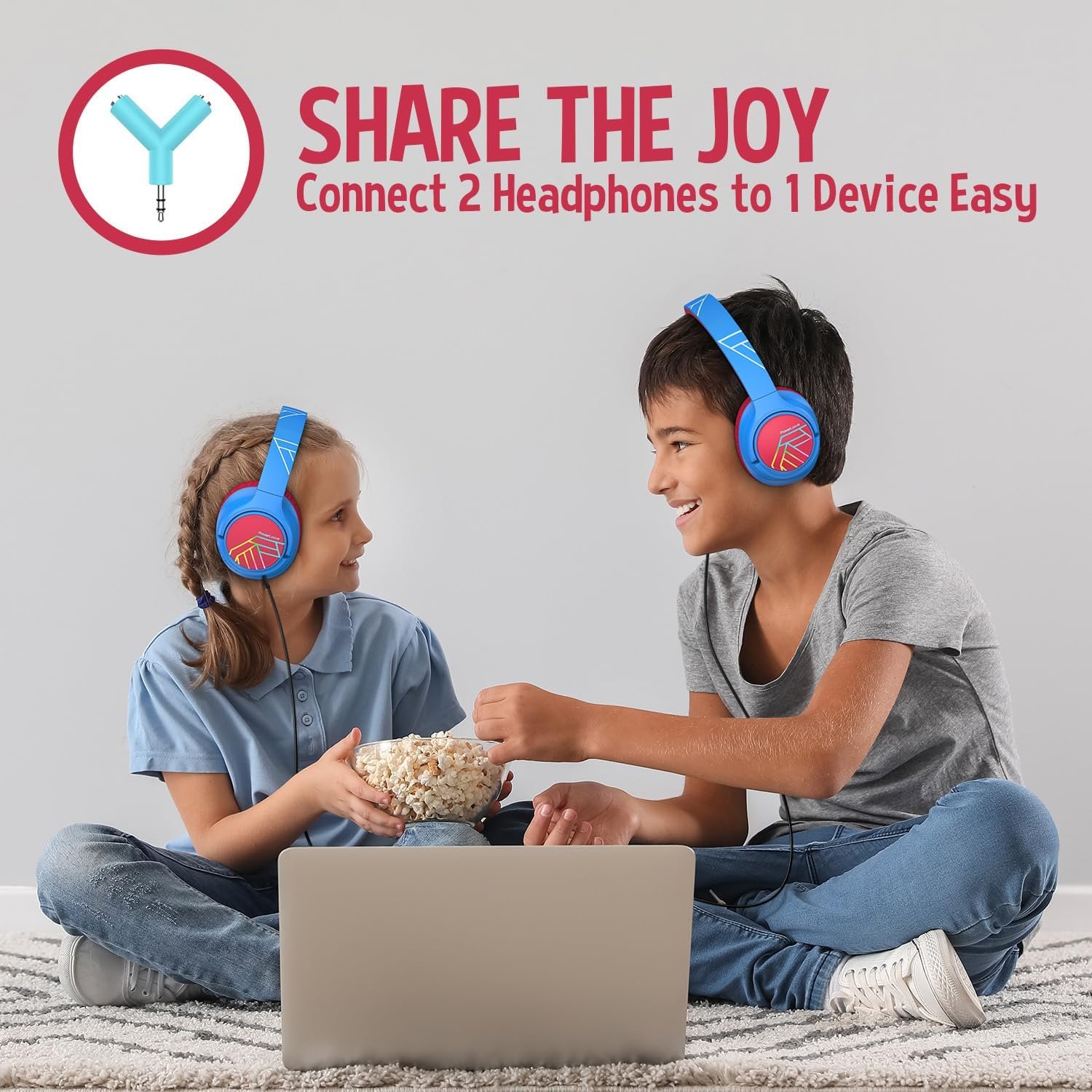 PowerLocus Kids Wireless Headphones, Bluetooth Kids Headphones LED Lights Over Ear with 74/85/94dB Volume Limited, 45H Playtime,Built-in Mic, Two Device Share Mode, HD Stereo for Travel/PC/Tablet - Image 6