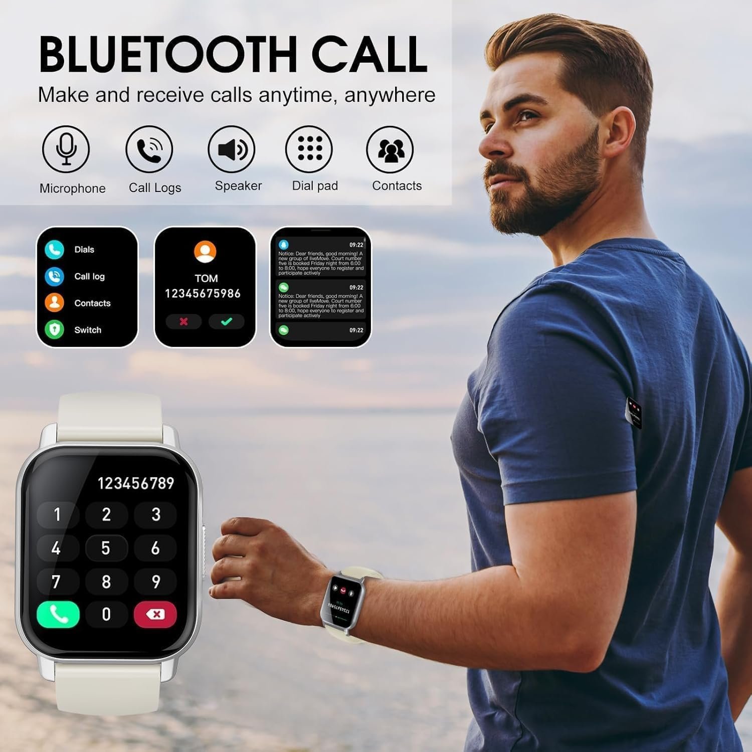 Smart Watch for Men Women Answer Dial Call, 1.85" Bluetooth 5.4 Smartwatch with Heart Rate Sleep Monitor, 112+ Sports Modes Fitness Tracker, IP68 Waterproof Activity Watches for Android iOS. White - Image 2