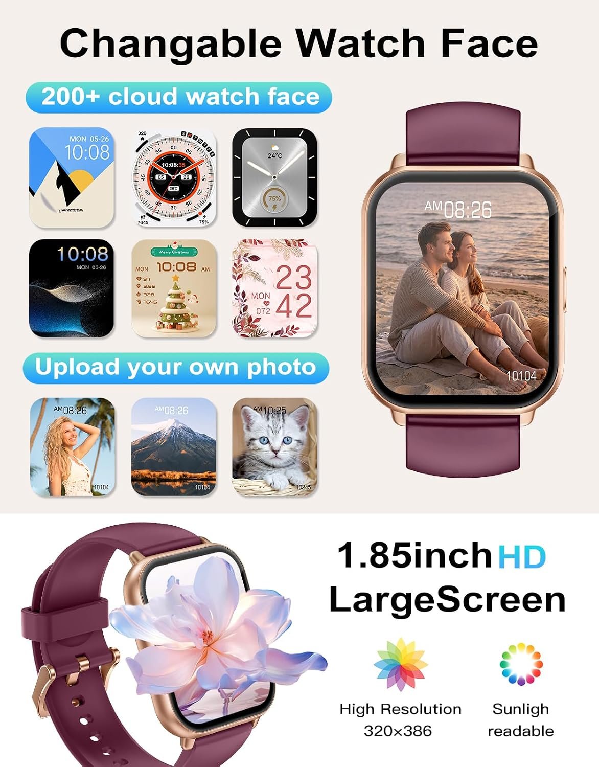 Smart Watch Answer/Make Call,Smart Watches for Women Men 1.85"HD Screen - Image 5