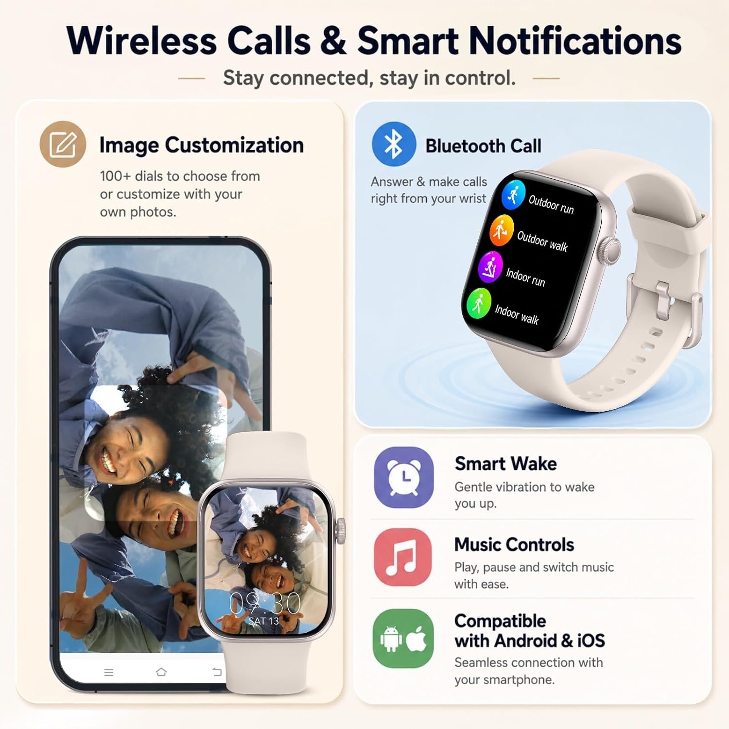 Smart Watch for Men Women Answer/Make Call,1.85" Smartwatch,Fitness Watch with Heart Rate Blood Pressure Sleep Monitor,140+Sports,IP68 Waterproof Step Counter Watch Compatible with Android IOS - Image 4