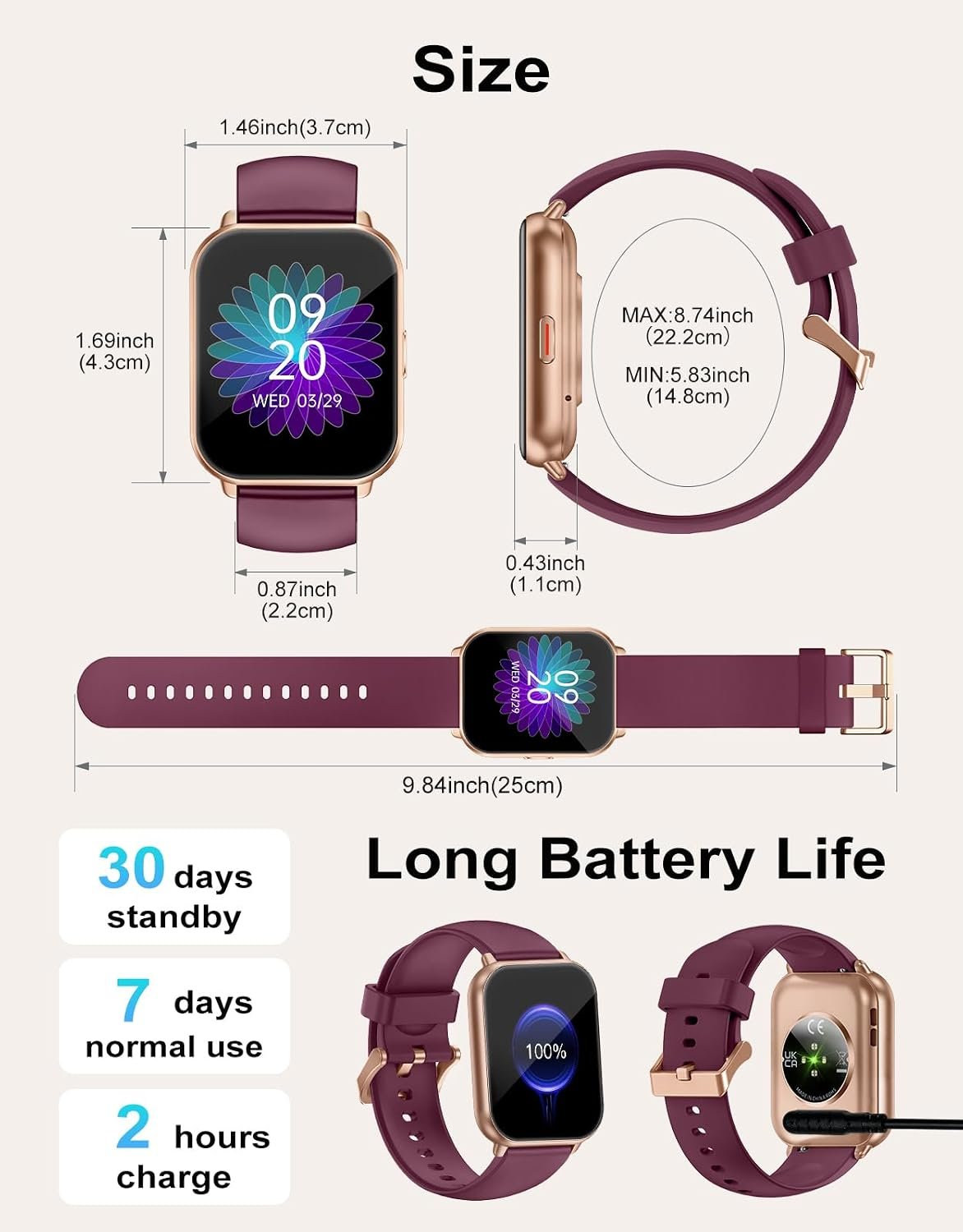 Smart Watch Answer/Make Call,Smart Watches for Women Men 1.85"HD Screen - Image 8