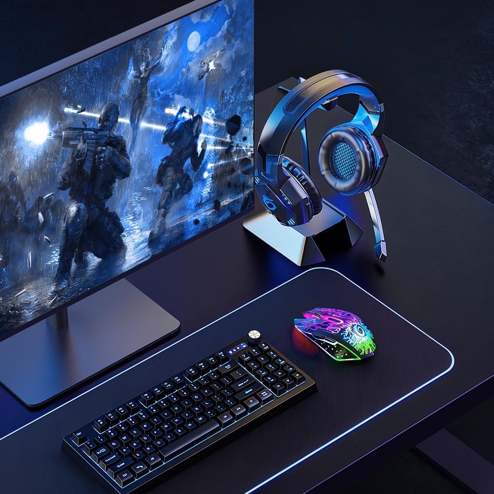 VersionTECH. Wireless Gaming Mouse, Rechargeable Computer Mouse Mice with Colorful LED Lights, Silent Click, 2.4G USB Nano Receiver, 3 Level DPI for PC Gamer Laptop Desktop Chromebook Mac -Black - Image 9