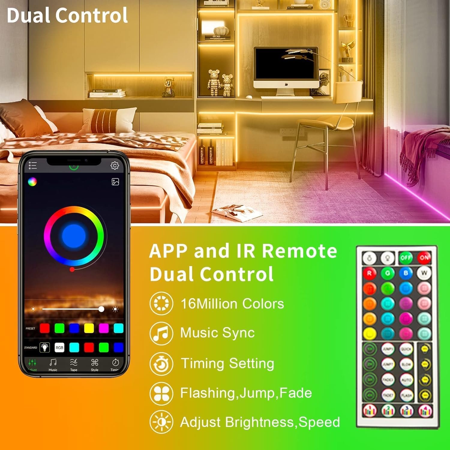 KSIPZE 30m Led Strip Lights RGB Music Sync Color Changing, Led Lights with Smart App Control Remote, Lights for Bedroom Lighting Flexible Home Decoration - Image 3