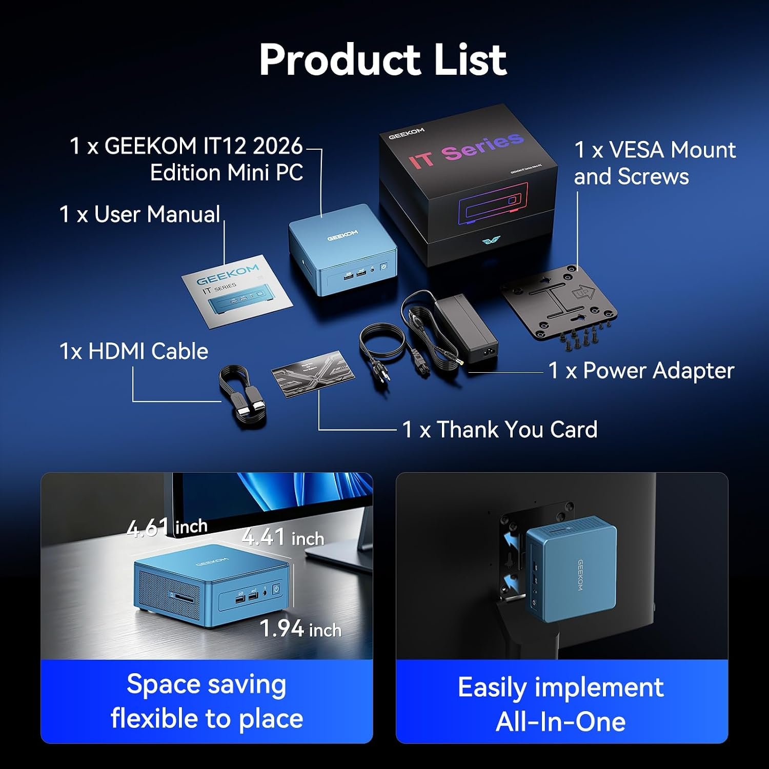 GEEKOM IT12 Mini PC, Intel Core i3-12300HE, 16GB RAM(up to 64GB), 256GB SSD - Image 11