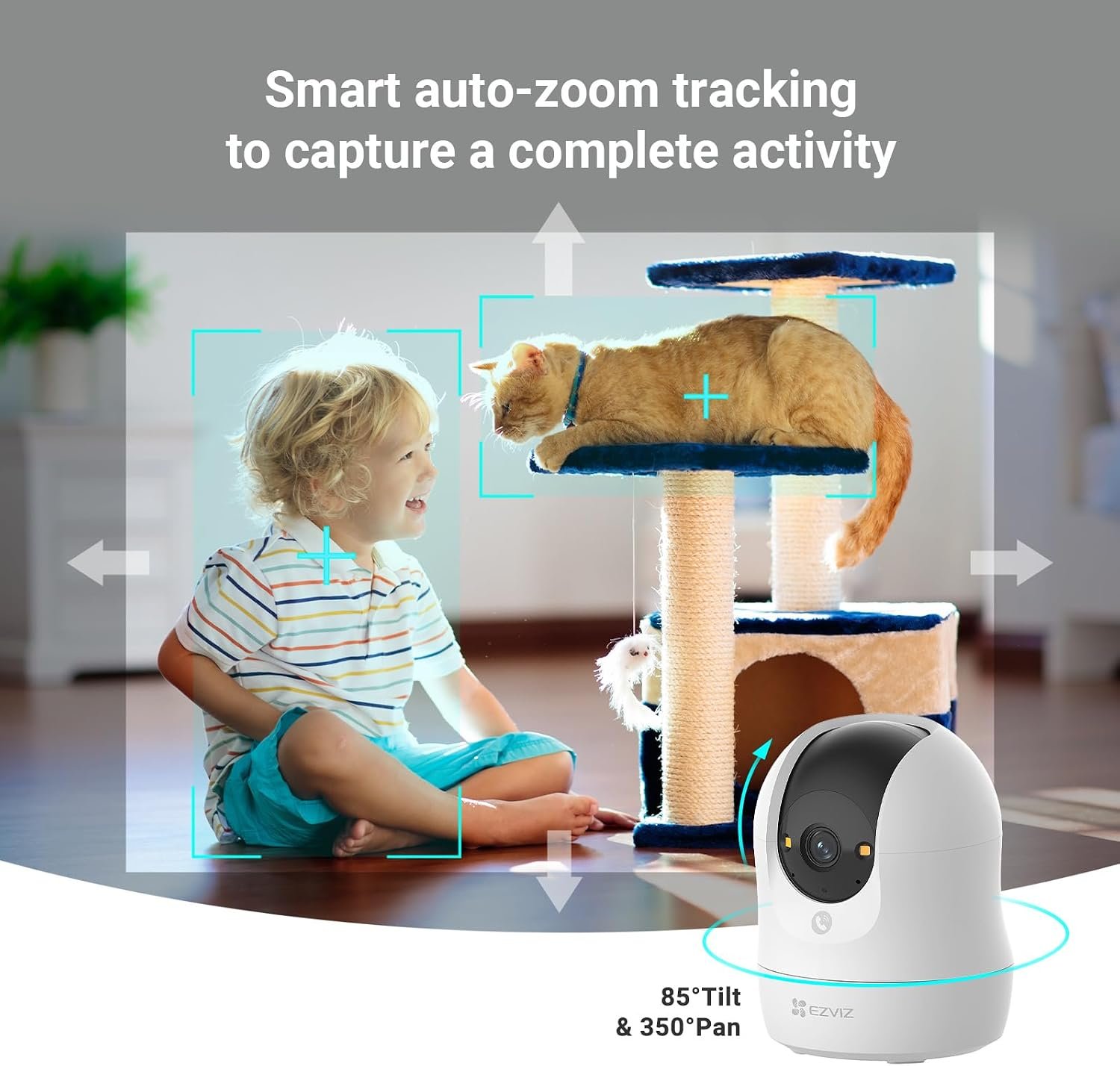 EZVIZ Wired Security Pet Camera Indoor 2-Pack, 3K 5MP Pan Tilt, C6N G1 - Image 5