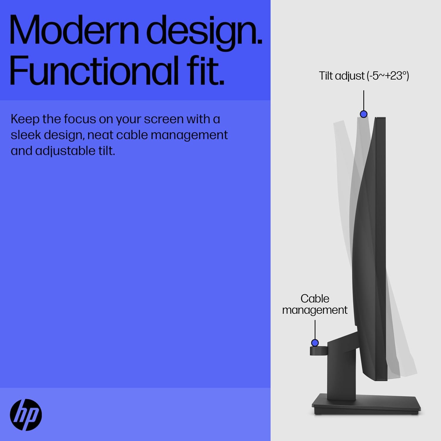 HP 21.4 5 inch Inch FHD Monitor | Full HD VA LCD Display |75hz Refresh Rate |200 Nits Brightness |3000:1 Contrast Ratio | AMD FreeSync Technology |Adjustable Tilt |1x HDMI 1.4, 1x VGA | Black |V22v G5 - Image 5