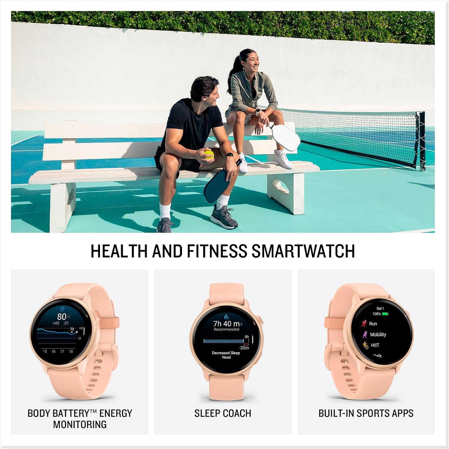 Garmin vívoactive 6, 42mm GPS smartwatch, AMOLED touchscreen, all-day health monitoring, personalised fitness features, advanced sleep coaching, Music, up to 11 days battery life, Bone/Lunar Gold - Image 3